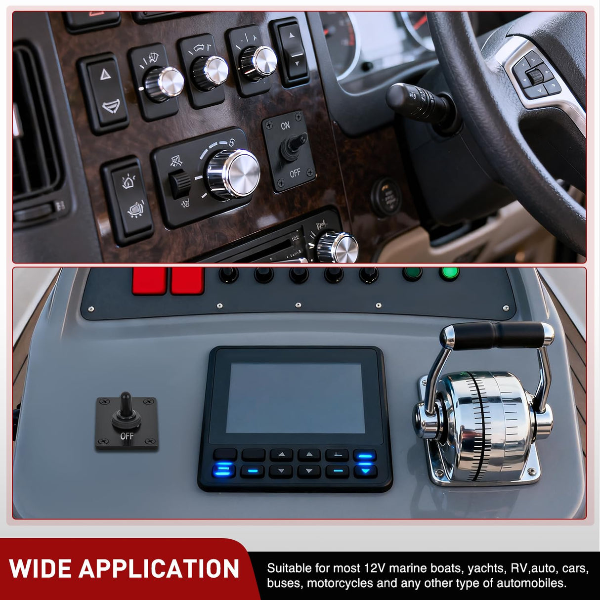Heavy Duty Toggle Switch Waterproof 2 Pin 2 Position ON Off SPST 12V DC 30A with Mounting Panel and Weatherproof Cap Cover for Auto Car Marine Boat Automotive