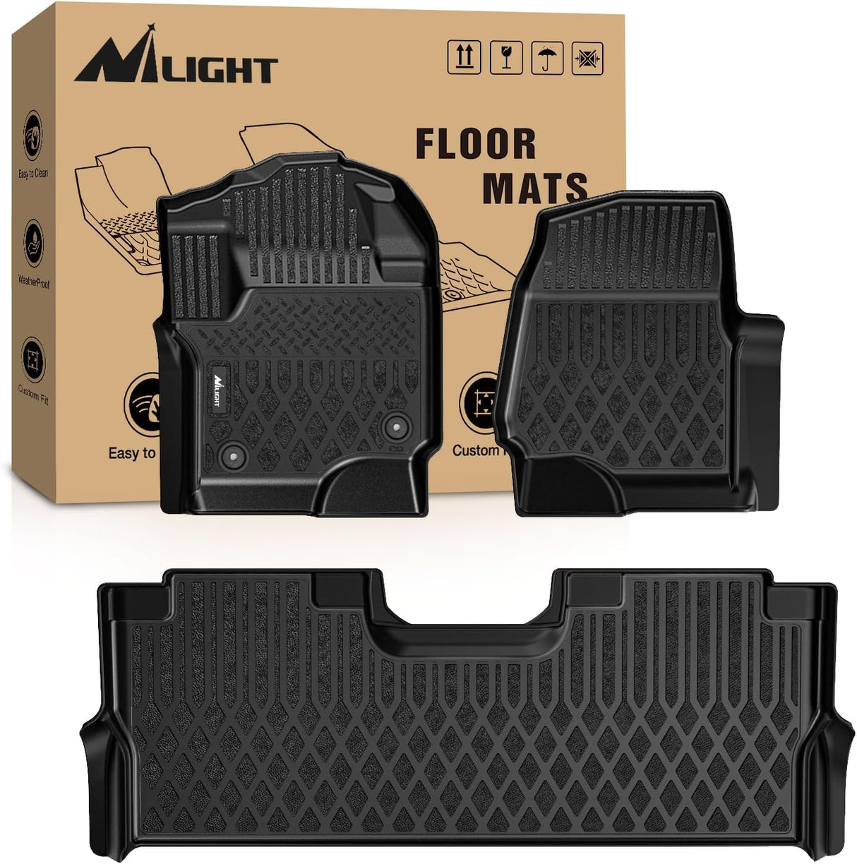 TPE Floor Mats for Ford F250 F350 F450 F550 Super Duty Crew Cab Bucket Seat 2017 2018 2019 2020 2021 2022 2023 2024 2025 2026 All Weather Custom Fit Heavy Duty Floor Liners