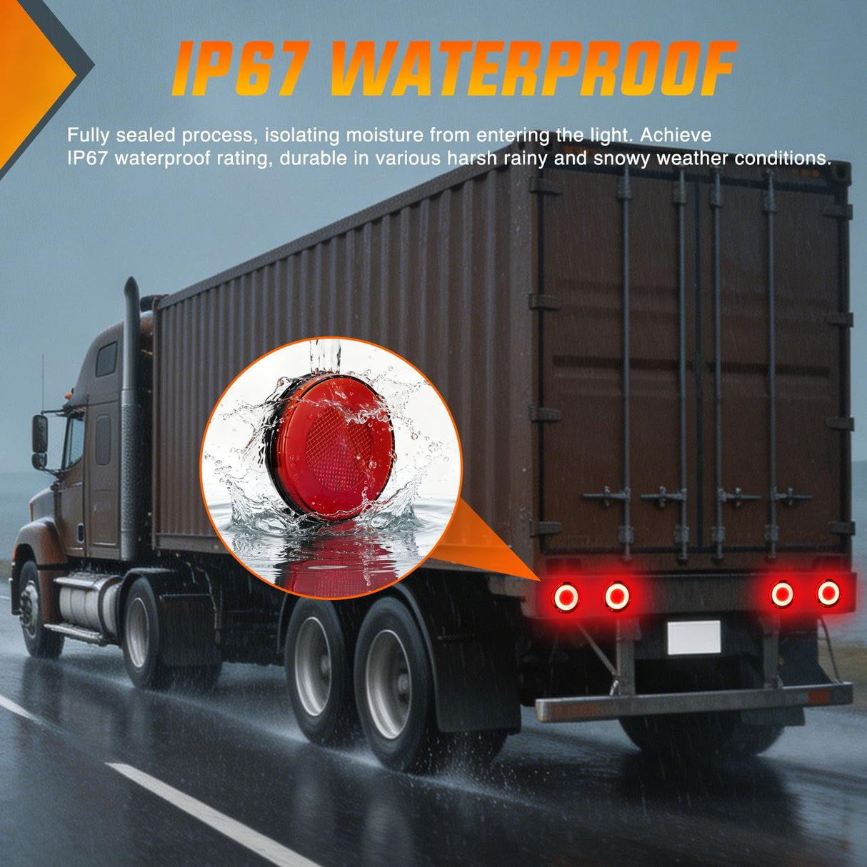Trailer Tail Lights 2PCS 4Inch Round 32LED Red Halo Chrome | Plated Frame Grommet IP67 Waterproof Marker Clearance Stop Brake Turn Running Taillights for Trailer Truck Pickup Camper RV