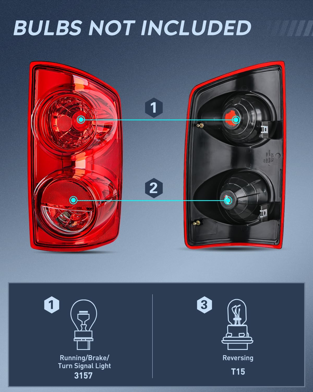 Taillight Assembly Compatible with 2007 2008 Dodge Ram 1500 2007 2008 2009 Dodge Ram 2500 3500 Rear Lamp Replacement OE Style Passenger Side Red Lens