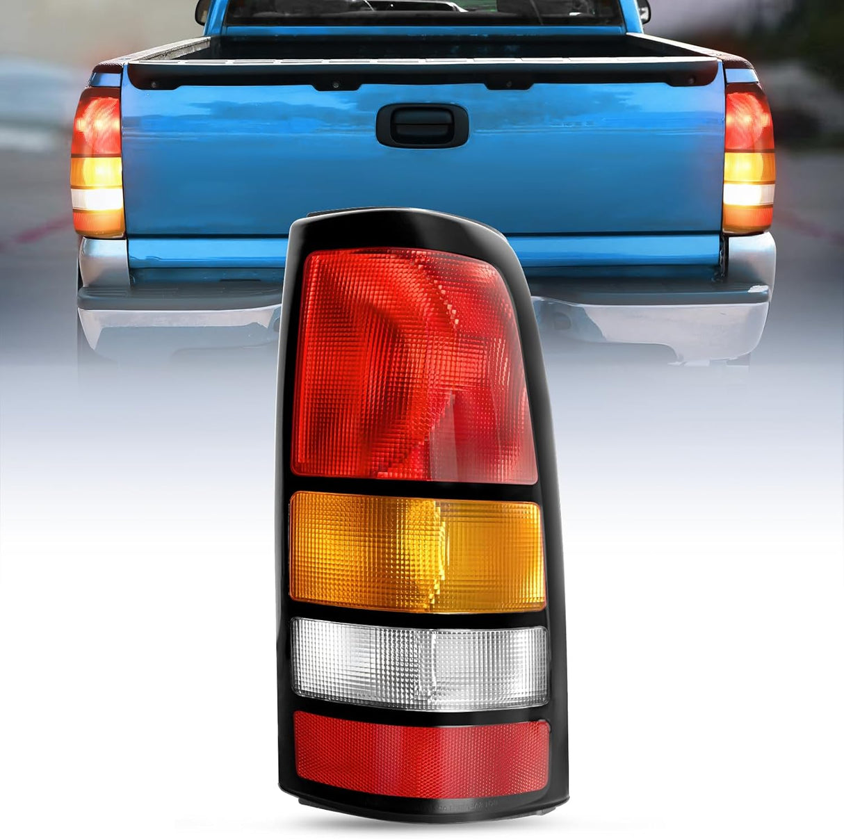 Taillight Assembly Compatible with 1999 2000 2001 2002 2003 2004 2005 2006 GMC Sierra 1999-2002 Chevy Silverado Fit Fleetside Tail Rear Light OE Style Passenger Side Black Border