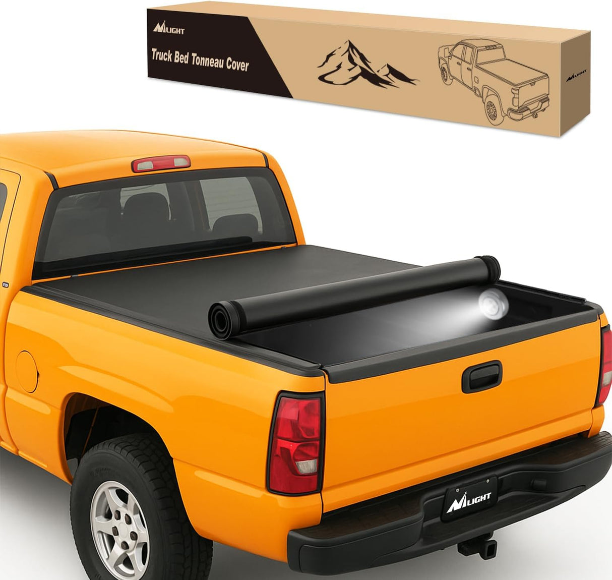 Soft Roll-Up Tonneau Cover Compatible with Chevy Silverado/GMC Sierra 1500 2500 3500 & HD Models 1999-2006–6.5ft Truck Bed Cover