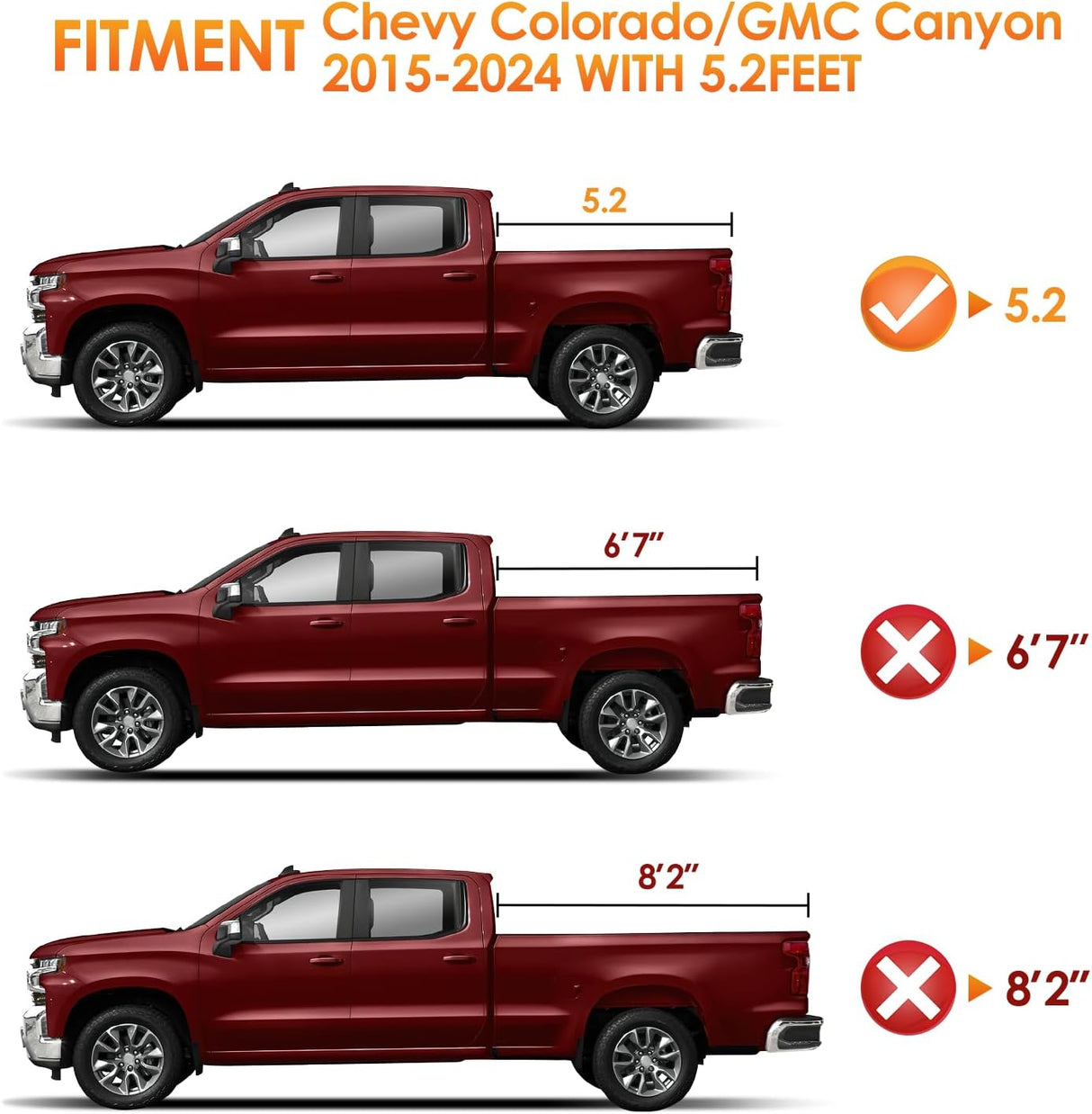 Soft Tri-fold Truck Bed Tonneau Cover Compatible with Chevy Colorado/GMC Canyon 2015-2026, 5.2ft