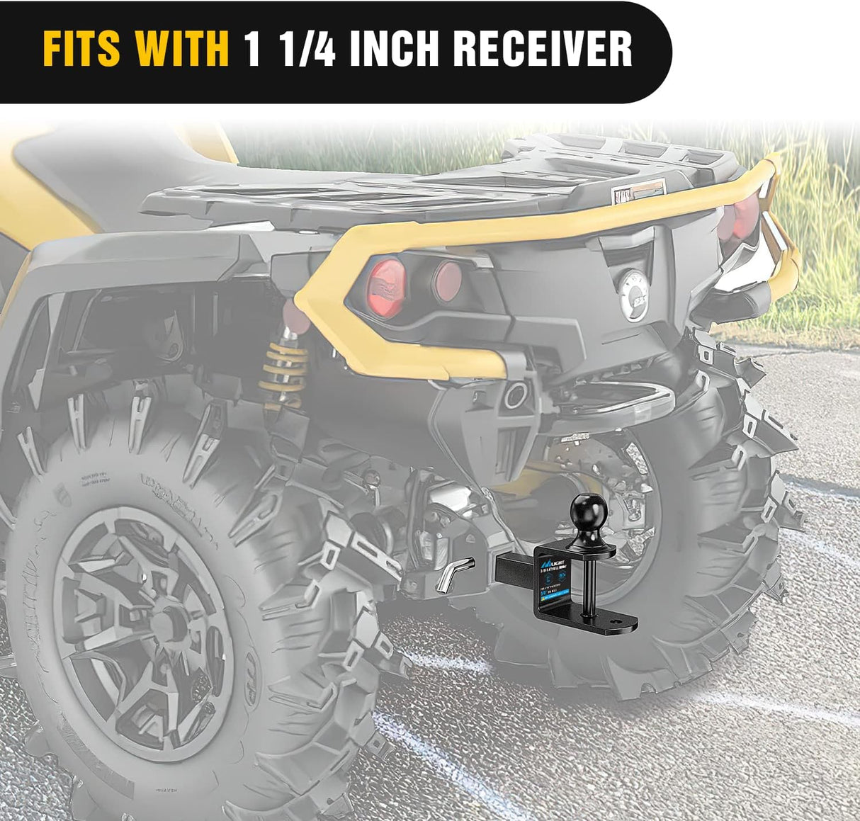 3 in 1 ATV UTV Multi Hitch Mount Fits 1-1/4 Inch Receiver with 2 inch Ball Hitch Rated 2000 LBS Winch Strap Loop Rated 5000 LBS