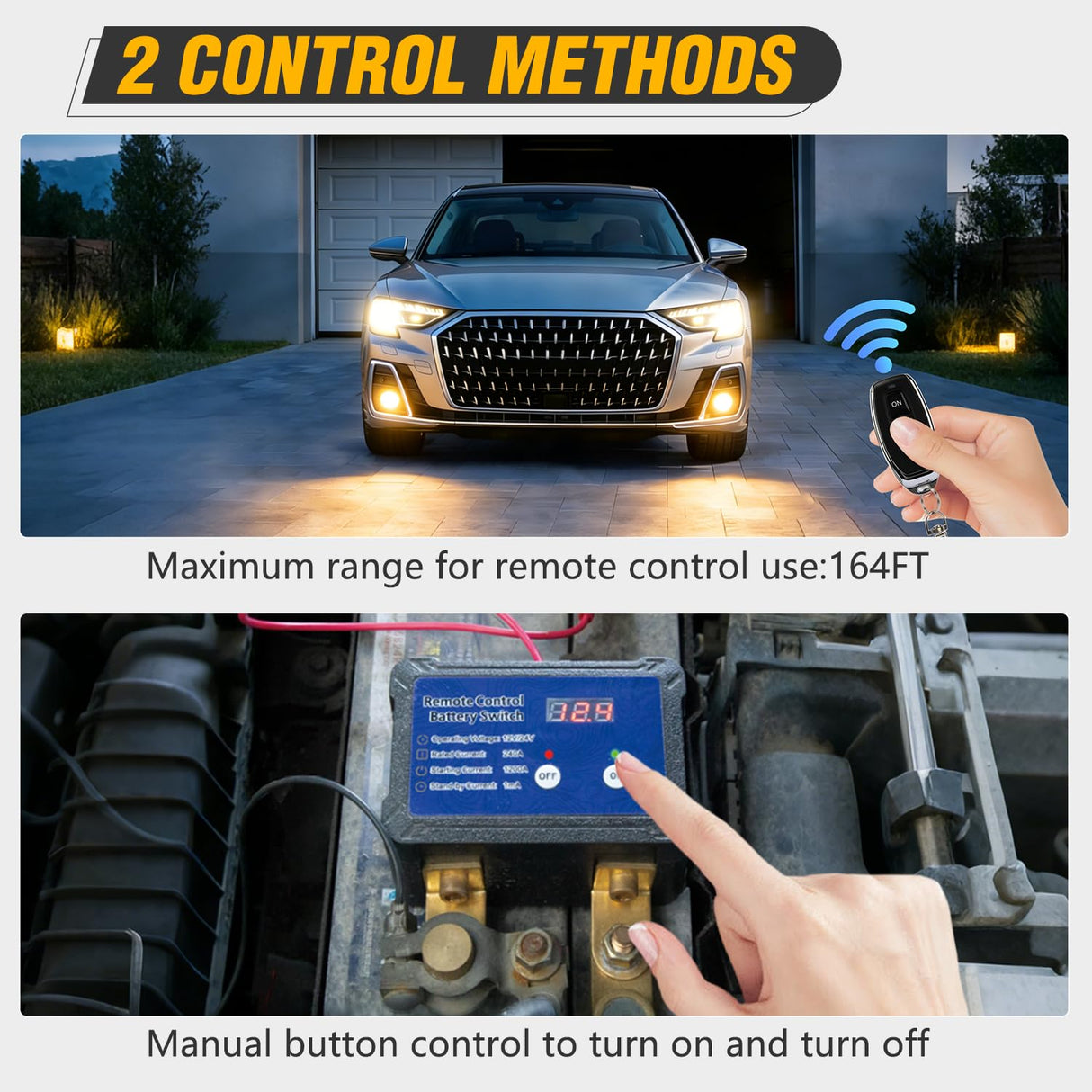 240A Remote Battery Disconnect Switch 12V 24V Car Smart Anti-Theft Kill Switches Upgrade Prevent Power Drain Wireless Remote Control Relay Fobs Voltmeter Display for Auto Cars Truck RV Boat