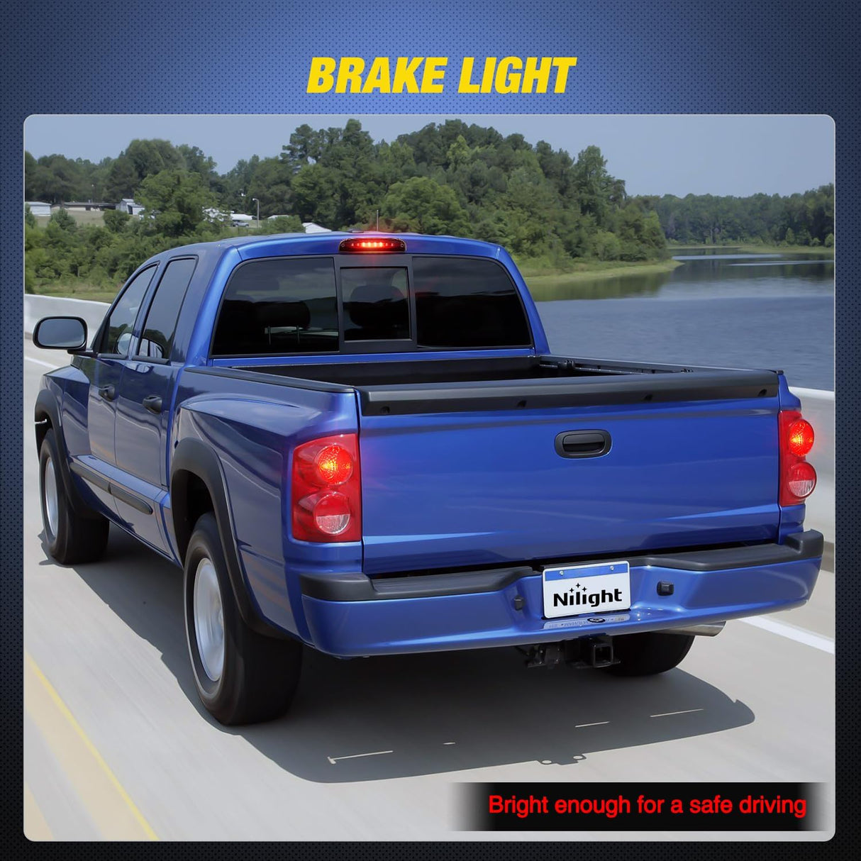 Third Brake Light Tail High Mount 3rd Stop Cargo Reverse Lights Smoked Lens Compatible with Dodge Dakota 1997 1998 1999 2000 2001 2002 2003 2004 2005 2006 2007 2008 2009 2010