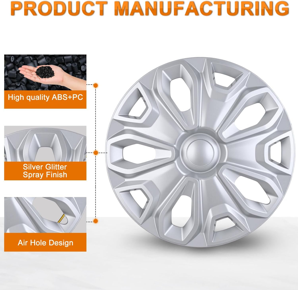 Wheel Cover Hubcaps 16 Inch for Ford Transit 150 250 350 350HD 2015 16 17 18 19 20 21 22 23 24 2025 Steel Wheel with 5 Lug 16 Hub Caps Set of 4 Rim Protector Wheel Covers Replacement, Silver