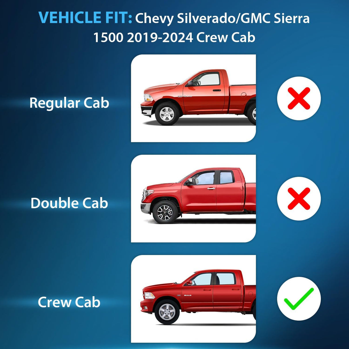 Rain Guards 2019-2024 Chevy Silverado 1500 Crew Cab/GMC Sierra 1500 Crew Cab Rain Guards Acrylic 4Pcs