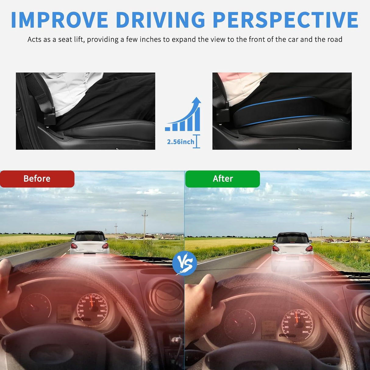 Car Seat Cushion Black Velvet Gel Memory Foam Seats Soft and Comfortable Suitable for Daily Life and Driving Relieves Sciatica and Tailbone Pain Improves Drive Vision