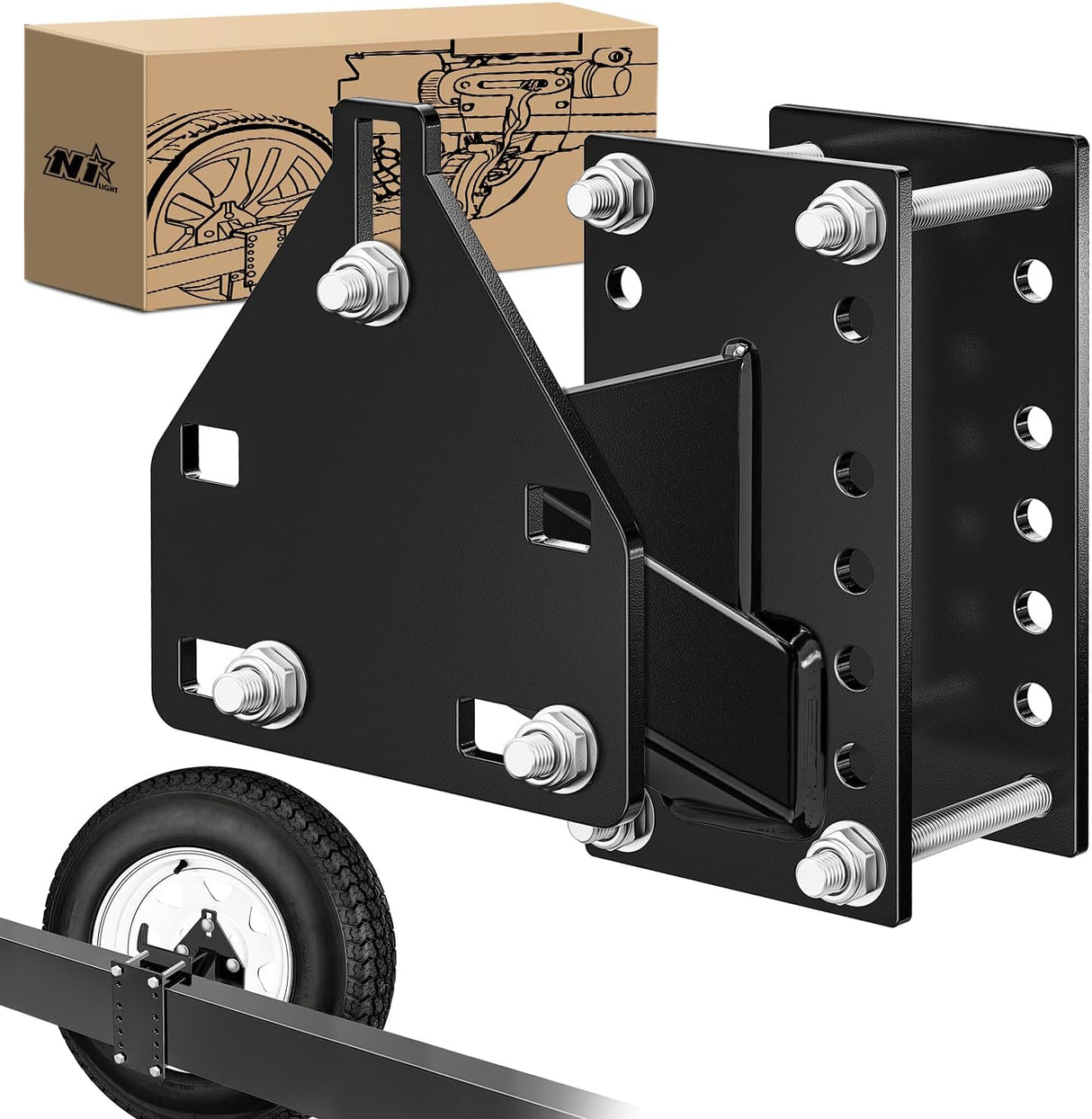 Spare Tire Carrier 3-Nuts Design Boat Trailer Carrier Bracket Utility Trailer Accessories Fits 4 & 5 & 6 Lugs Trailer Wheels on 4 Inch 4.5 Inch 4.75 Inch 5 Inch 5.5 Inchand 6 InchBolt Patterns 150 Lbs