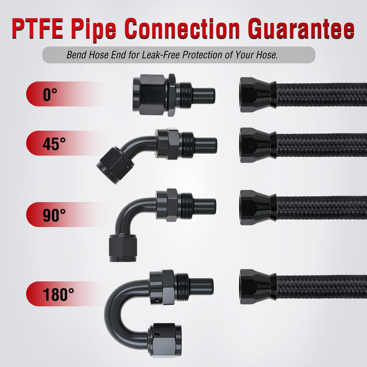 4AN 10FT PTFE Fuel Hose Kit with 8PCS AN4 Fittings&Hose Separators | Fit E85 Nylon Stainless Steel Braided Fuel Hose Universal for Automotive Racing Engines