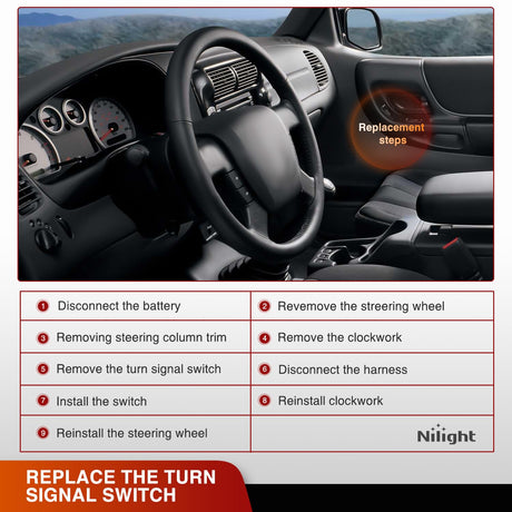 1999-2003 Ford Ranger Explorer Sport Trac F150 1999-2004 Mazda B2300 B2500 B3000 B4000 1999-2001 Mercury Mountaineer Turn Signal Switch Nilight