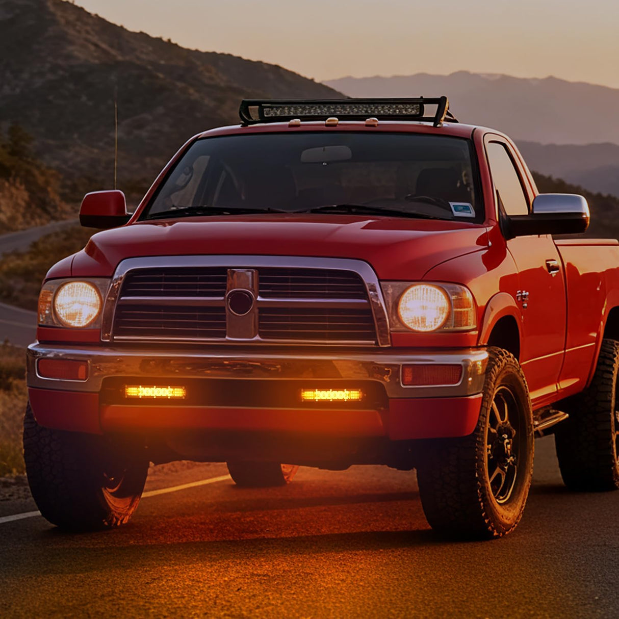 Slim LED Light Bar 2Pcs 7 Inch 16LED Single Row Spot Flood Combo Amber Off Road Work Driving Fog Turn Signal Lighting for 12V 24V ATV UTV Pickup Truck Tractor Boat