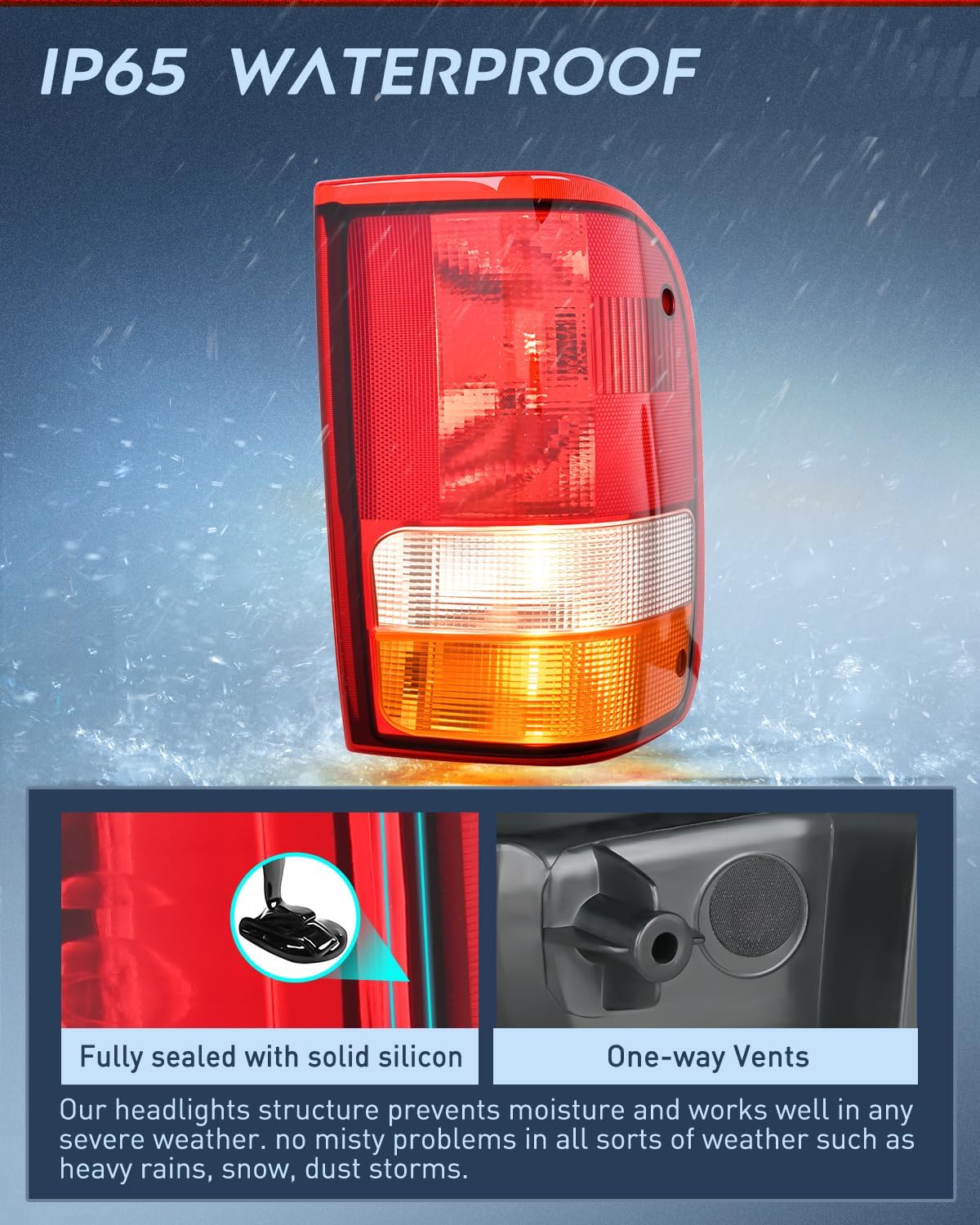 Taillight Assembly Compatible with 1993 1994 1995 1996 1997 Ford Ranger Red Clear Tail Light OE Style Rear Lamp Replacement Passenger Side