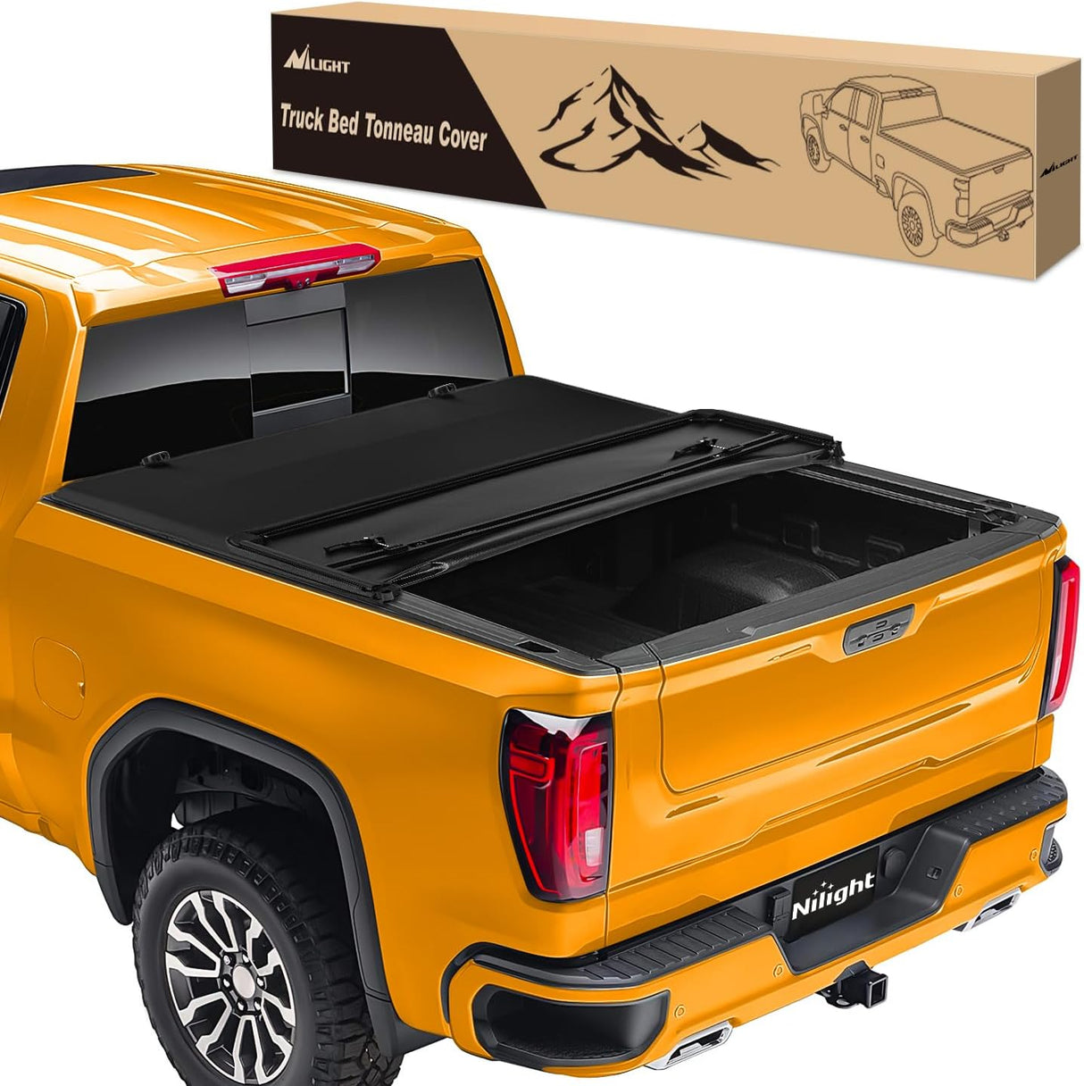 Soft Tri-fold Truck Bed Tonneau Cover Compatible with Chevy Silverado 1500/GMC Sierra 1500 2007-2025-5.9ft