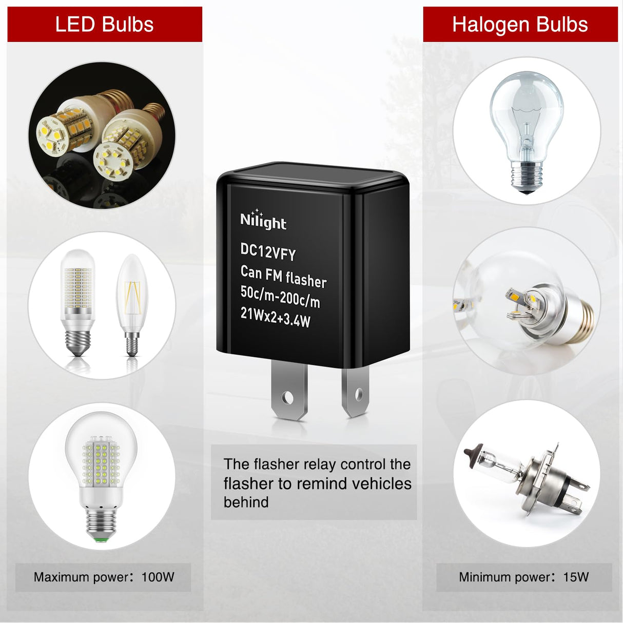 4PCS Flasher Relay Adjustable 2 Pin Electronic Blinker Relay 12V Fixes Motorcycle Turn Signal and Hazard Warn Hyper Blink Flash or No Flash for LED and Halogen Bulbs