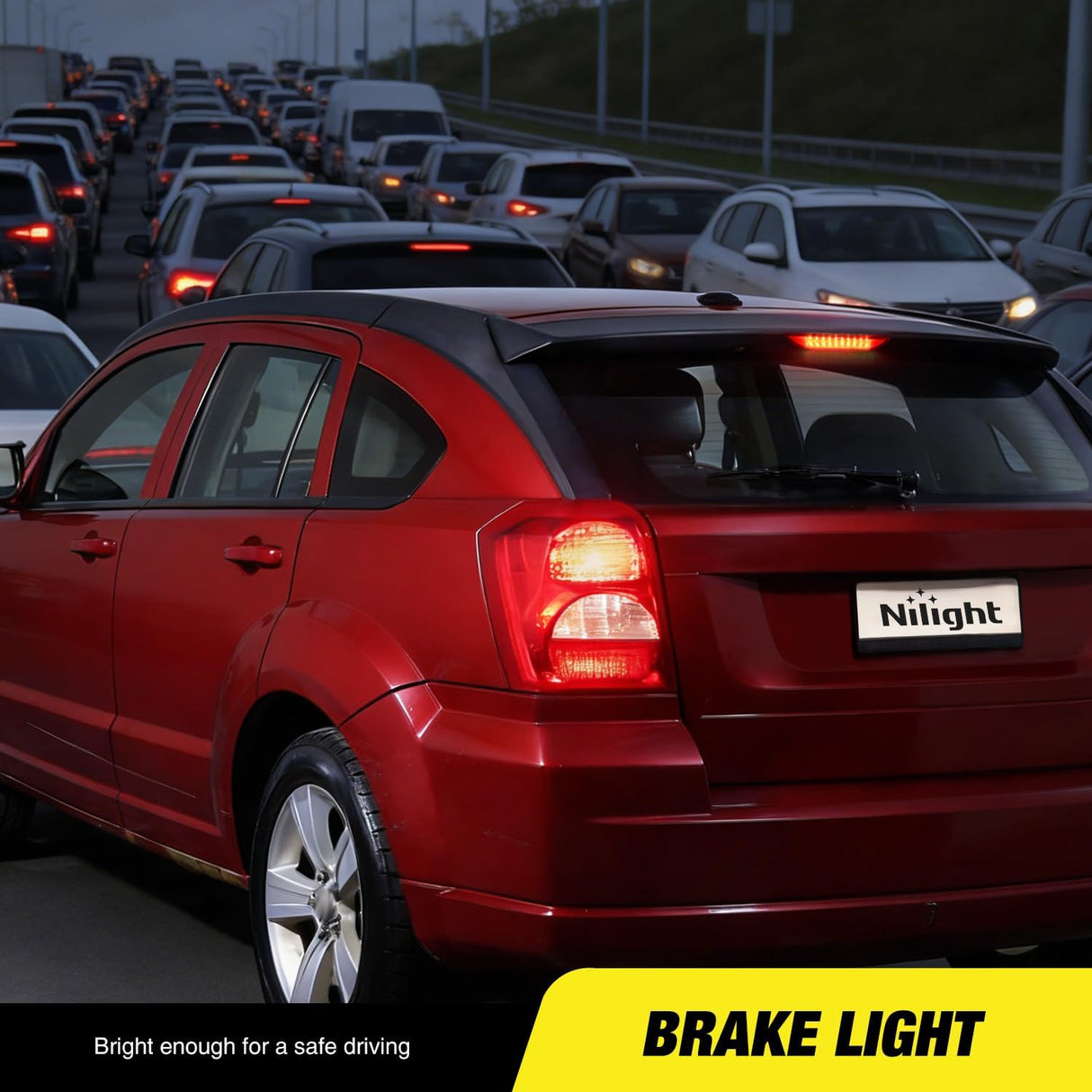 Third Brake Light for Dodge Caliber 2007-2012, Cherokee 11-17, Red | for Dodge Caliber 2007-2012 Durango 2011-2017 Jeep Cherokee 2011-2017 Compass 2007-2016, High Mount 3rd Stop Car Rear Center