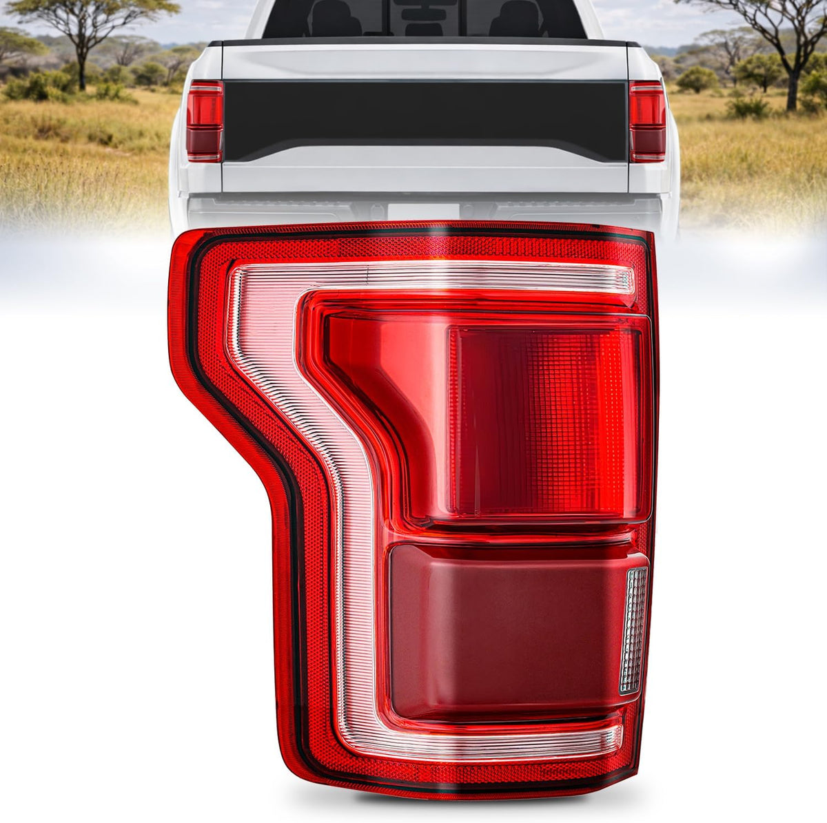 Taillight Assembly Compatible with 2015 2016 2017 Ford F150 F-150 Rear Tail Light with LED and Blind Spot System Lamp Replacement OE Style Radar Module NOT Included Drive Side