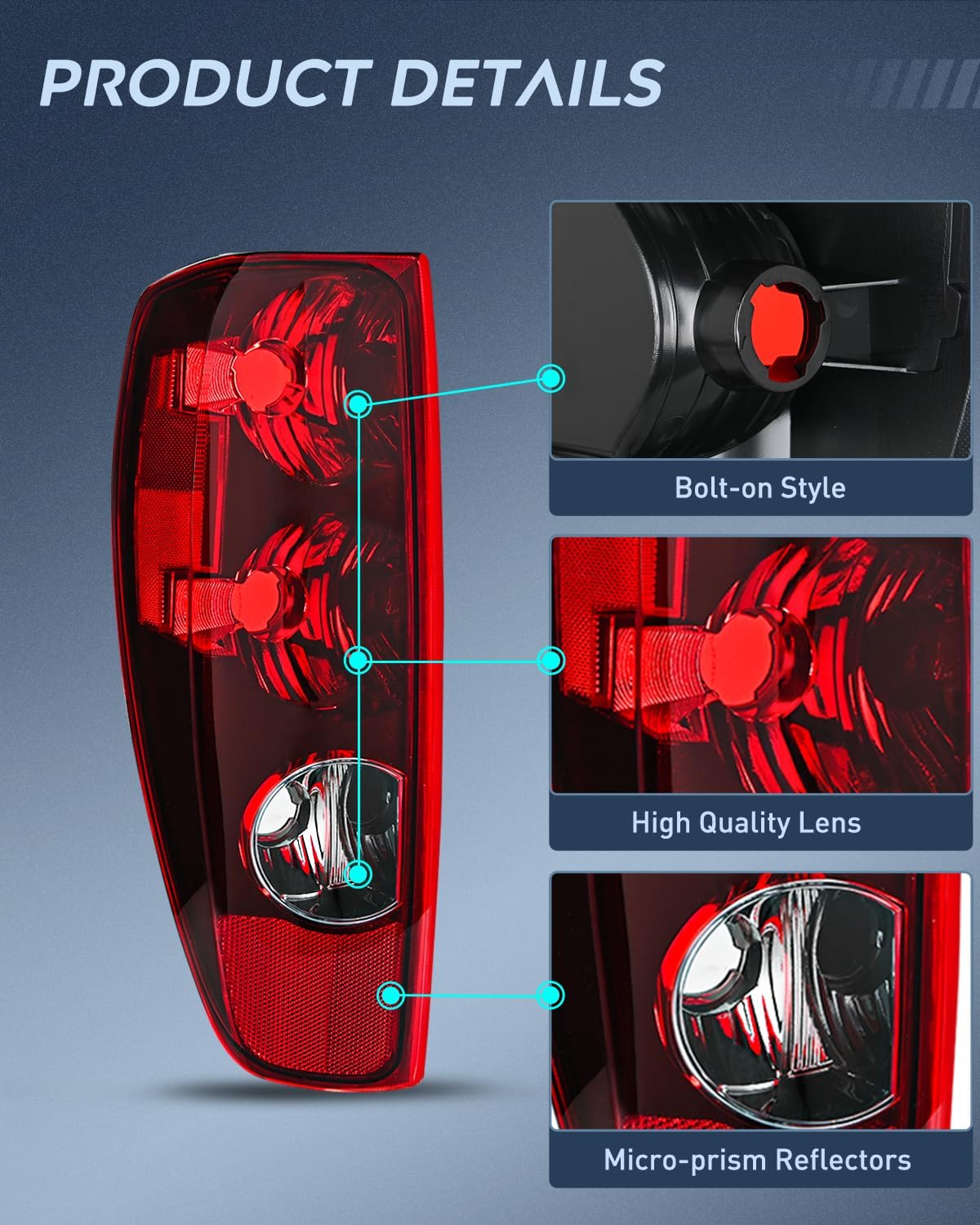 Headlight and Taillight Assembly Combo Compatible with 2004 2005 2006 2007 2008 2009 2010 2011 2012 Chevy Colorado GMC Canyon OE Style Chome Housing Amber Reflector with Red Tail Light