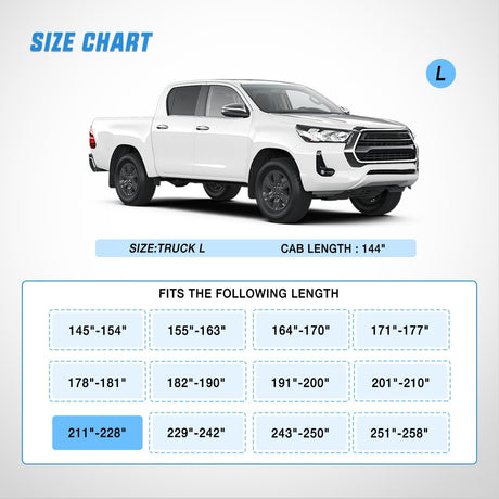 Universal Fit for Truck (Up to 228in Max Cab Length 144in) Car Cover UV Protection Nilight