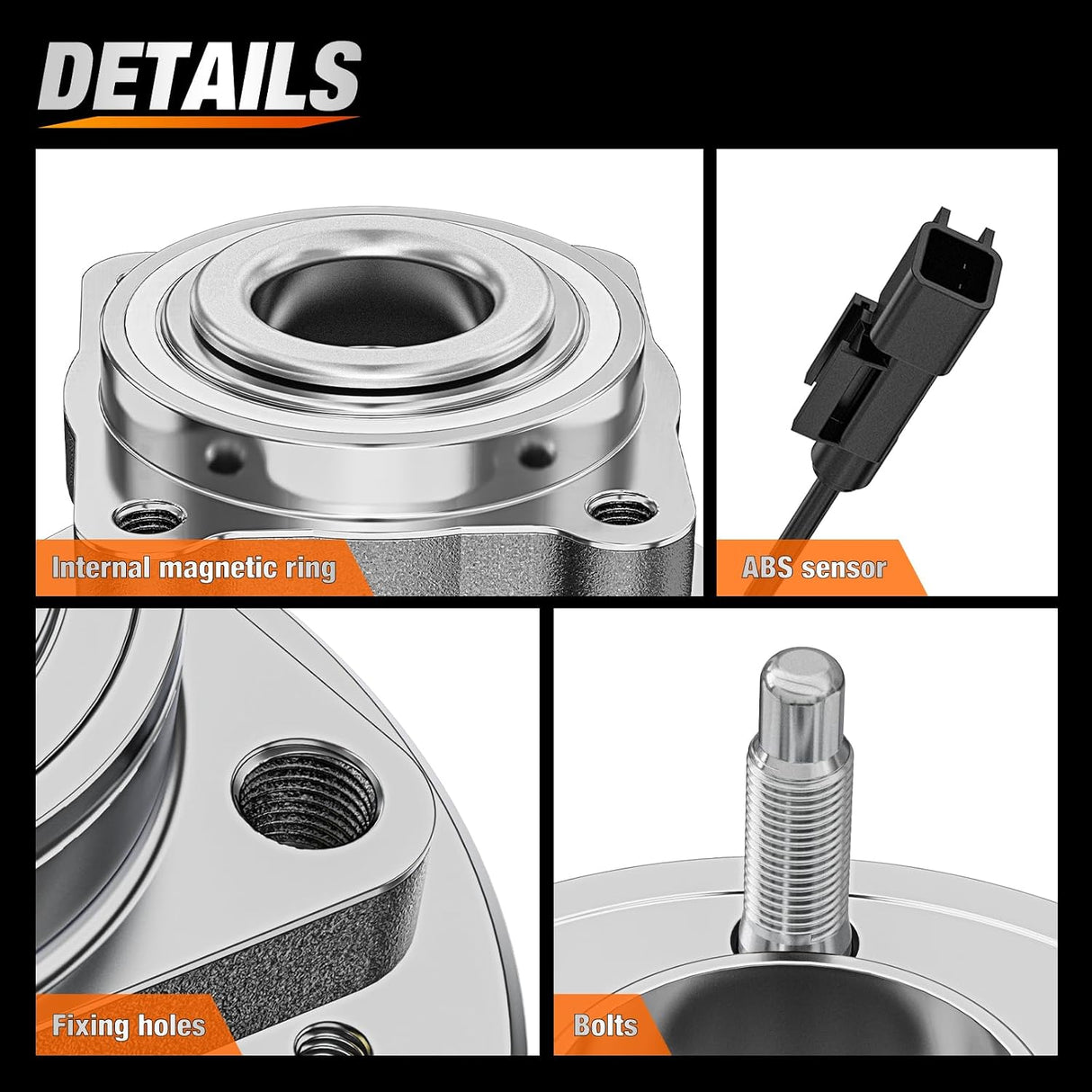 Rear Wheel Bearing and Hub Assembly for Chevy Equinox 2010 2011 2012 2013 2014 2015 2016, GMC Terrain 2010–2016, 5 Lug W/ABS 512440-2pack