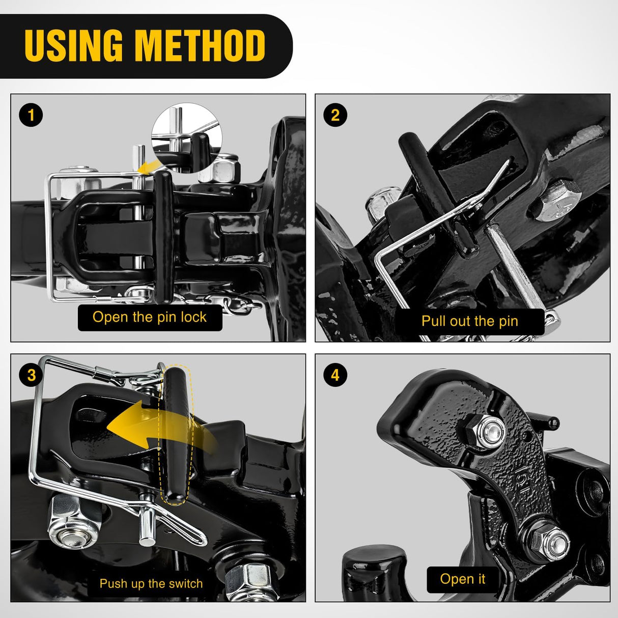 Pintle Hook Hitch with Mounting Kit 40,000 lbs, Fits 2-1/2 to 3-Inch Lunette Ring, Mount Required, 20Ton Hitch Receiver fit for Pintle Hook Mount