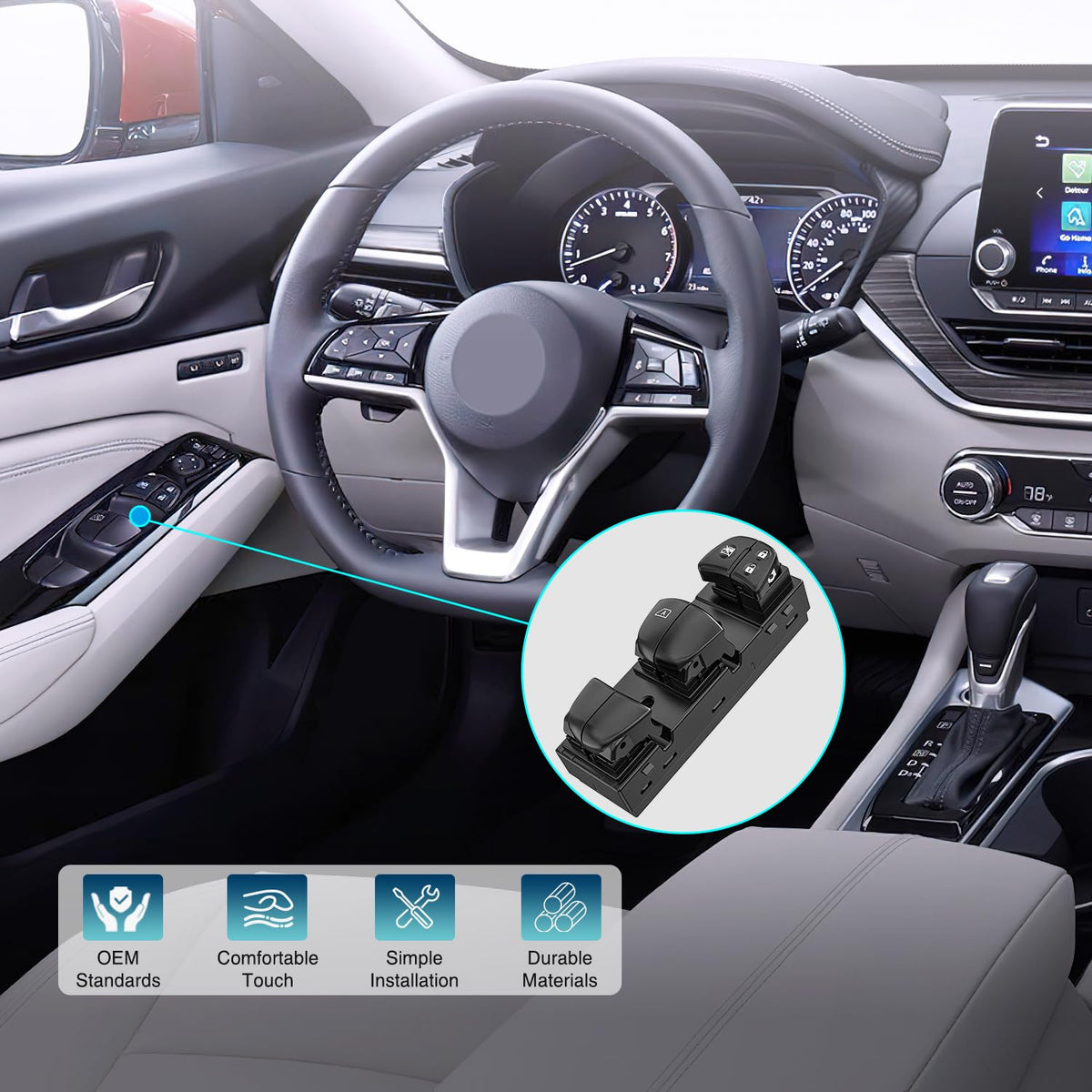 Driver Window Switch for 2013-2018 Nissan Altima / 2014-2017 Rogue | for 013 2014 2015 2016 2017 2018 Nissan Altima 2014-2017 Nissan Rogue 254013TA5A 1S14450