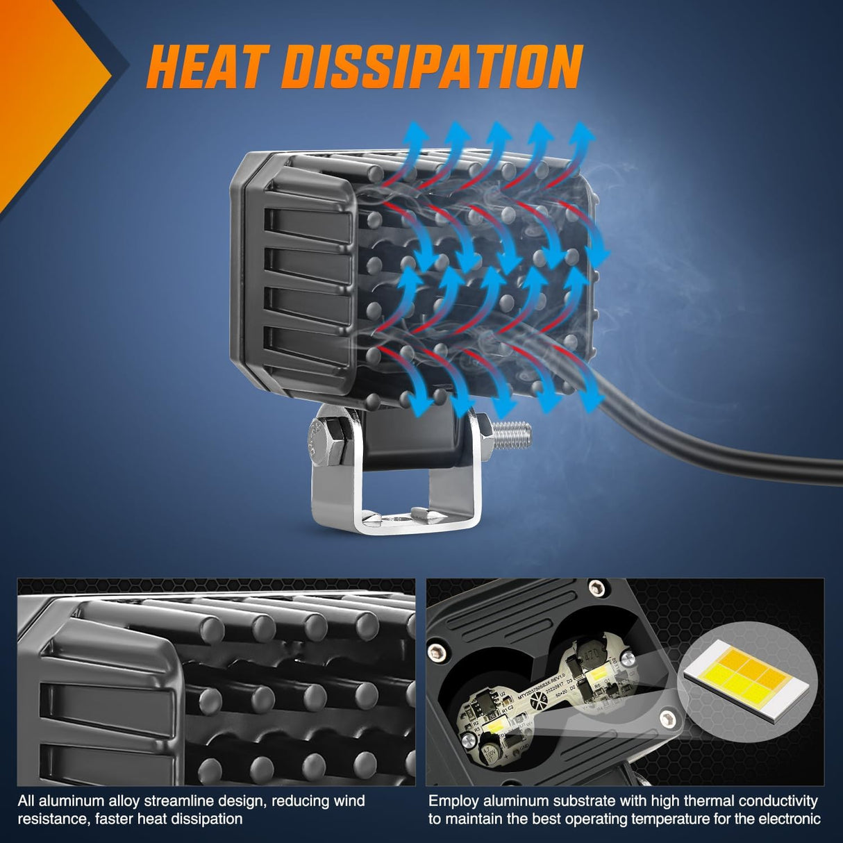 Motorcycle Driving Lights 2.5 inch White Amber Spot Beam Fog Light LED Pods IP67 Waterproof Auxiliary Offroad Lighting for Motorbike Dirt Bike e-Bike Scooter Snowmobile ATV UTV SUV Truck