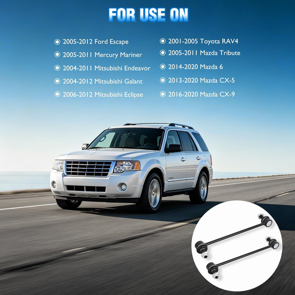 K80296 Front Stabilizer Sway Bar Links for Ford Escape 2005-2012 | for 2005 2006 2007 2008 2009 2010 2011 2012 Escape 2001-2005 Toyota RAV4 2005-2011 Mazda Tribute Driver and Passenger Side