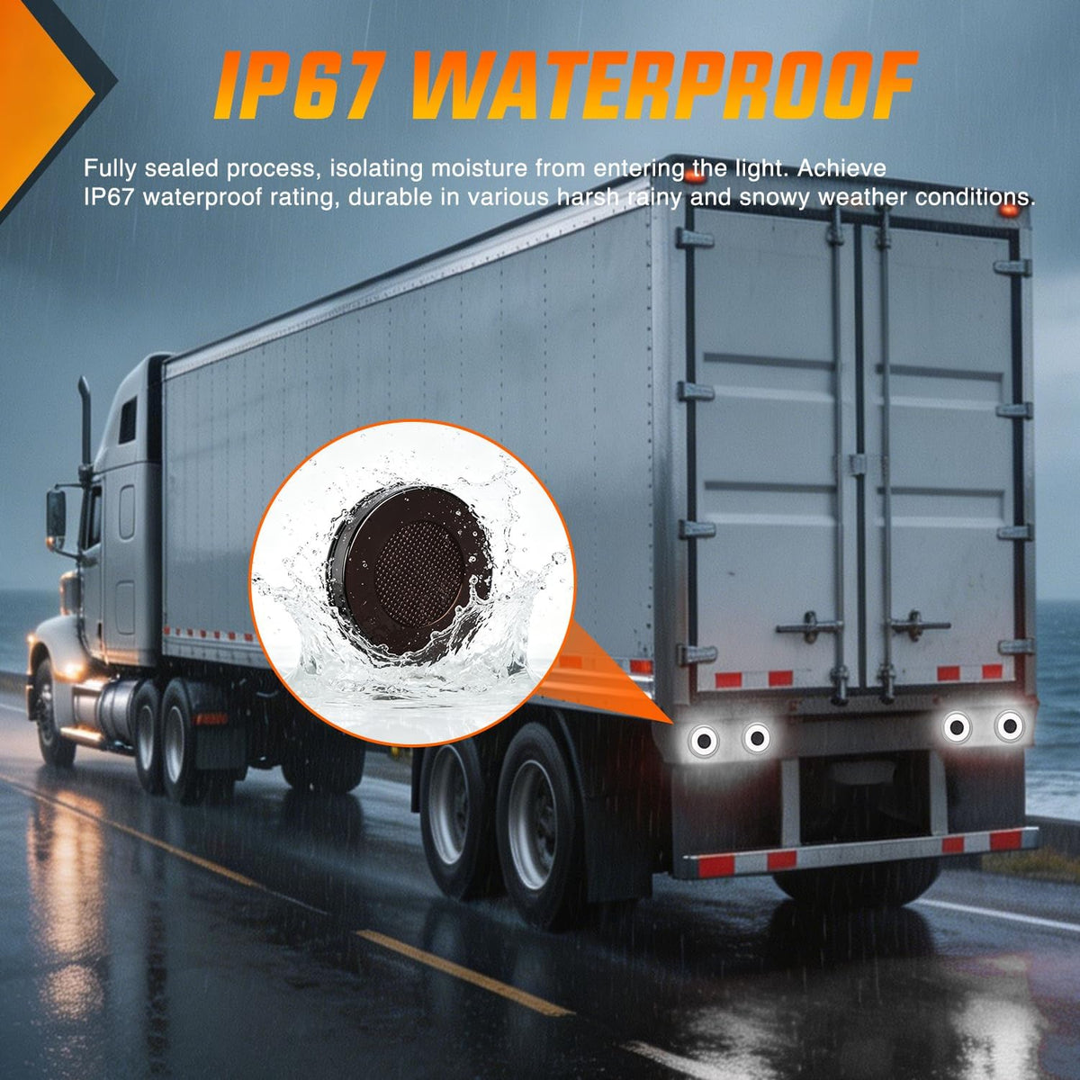 Trailer Tail Lights 2PCS 4Inch Round 32LED Smoked White Halo | Grommet Mount IP67 Waterproof Marker Clearance Reverse Backup Running Taillights for Trailer Truck Pickup Camper RV