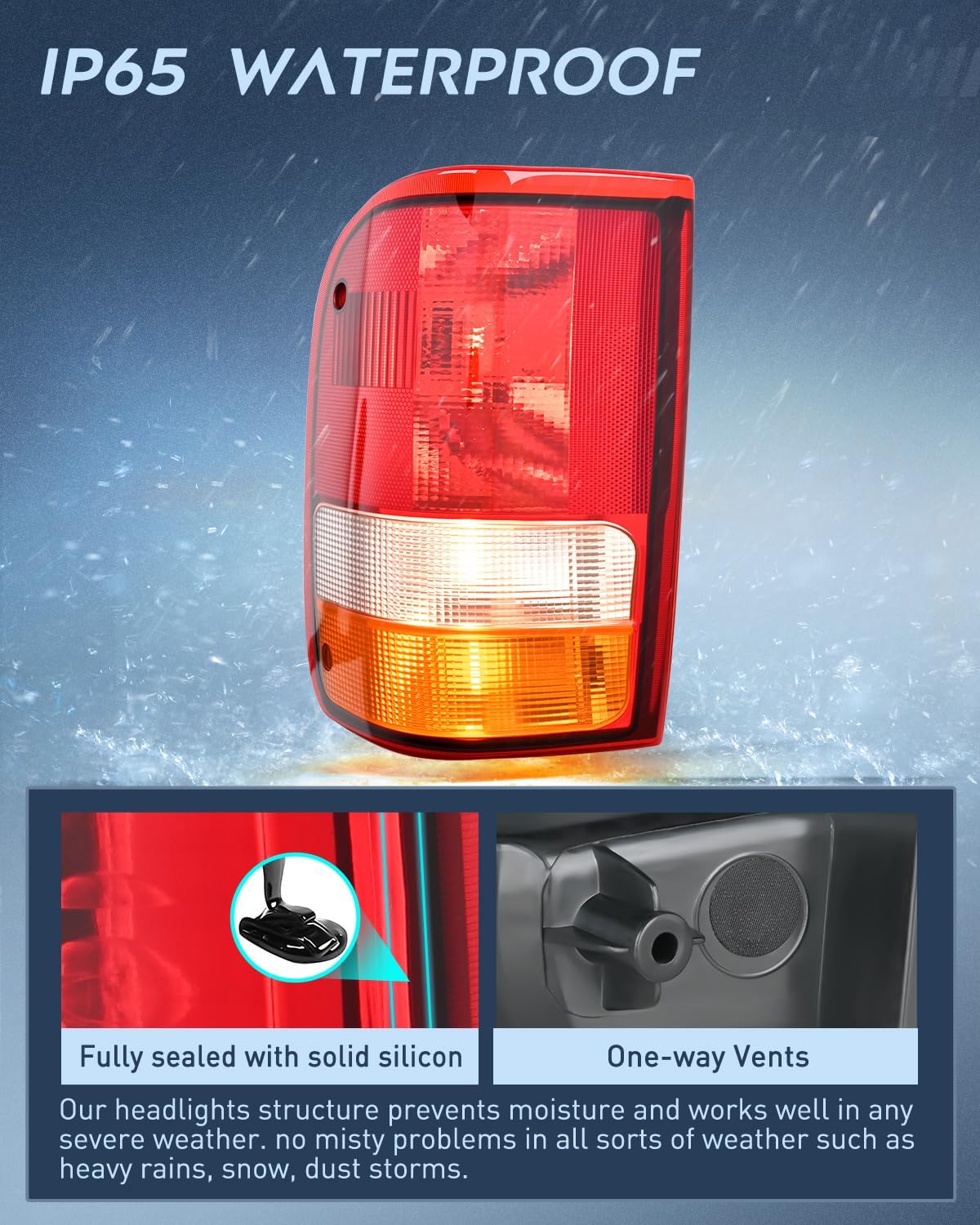 Taillight Assembly Compatible with 1993 1994 1995 1996 1997 Ford Ranger Red Clear Tail Light OE Style Rear Lamp Replacement Driver Side