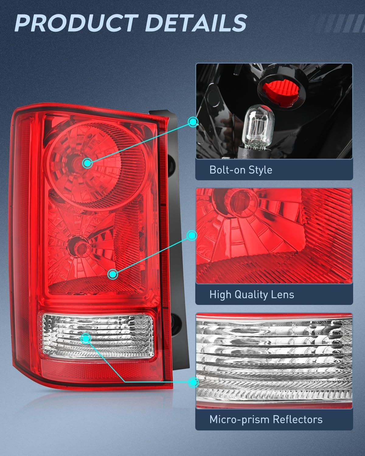 Taillight Assembly Compatible with 2009 2010 2011 2012 2013 2014 2015 Honda Pilot Red Clear Tail Lights Rear Lamp Replacement OE Style Driver Side w/Bulbs