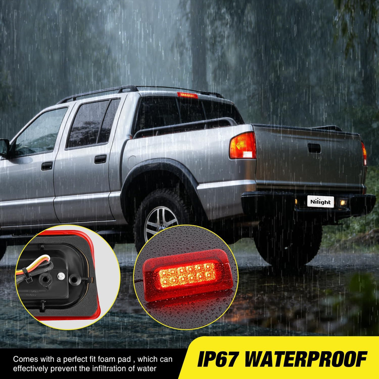 Third Brake Light Tail High Mount 3rd Stop Lights Red Lens Compatible with Chevy S10 and GMC Sonoma 1994-2003 Isuzu Hombre 1996-2000 Truck Rear Center Cab Lamp