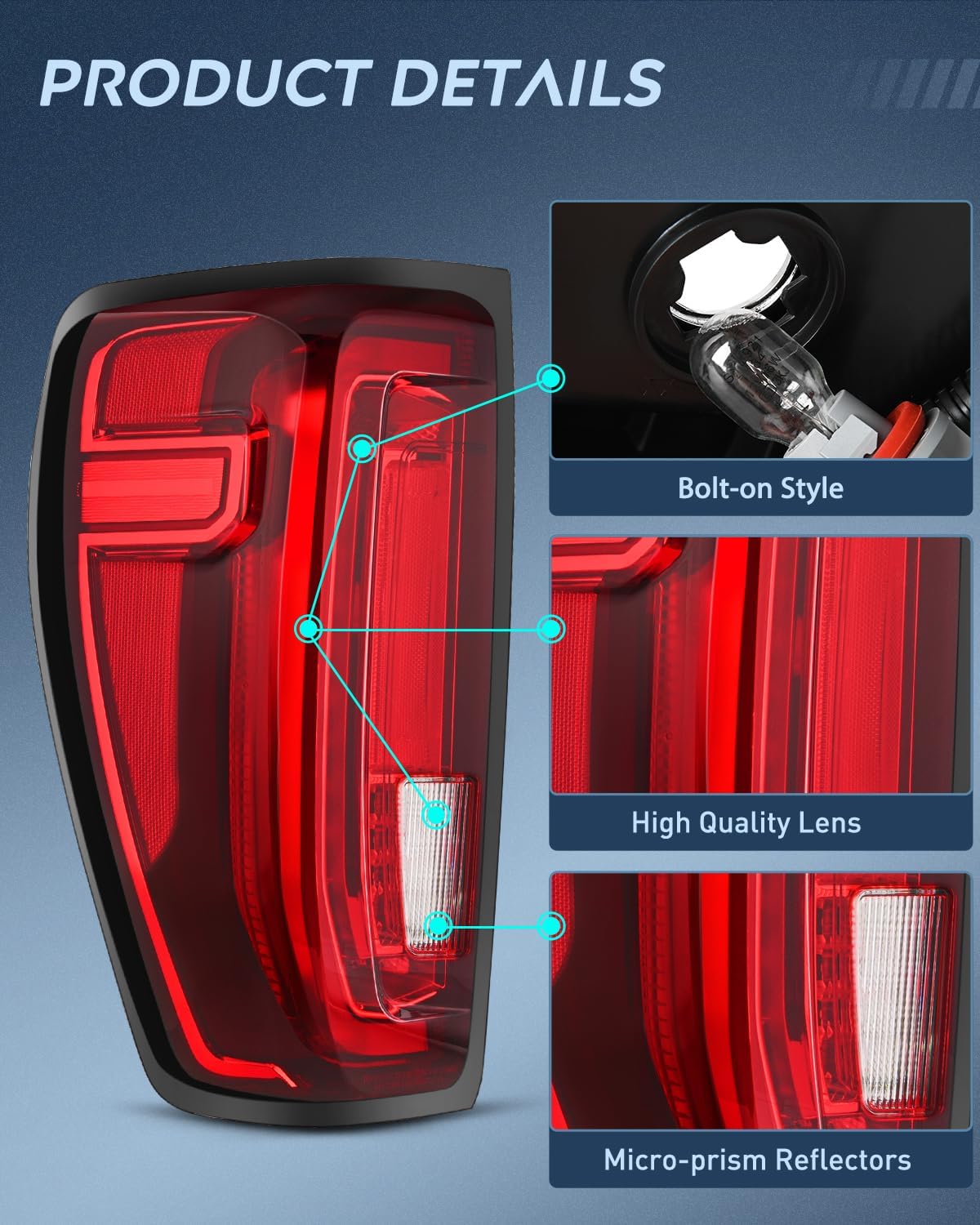Taillight Assembly Compatible with GMC 2019 2020 2021 2022 2023 2024 Sierra 1500 LED Type Tail Lights 2020-2024 Sierra 2500HD 3500HD Rear Lamp Replacement Driver Side