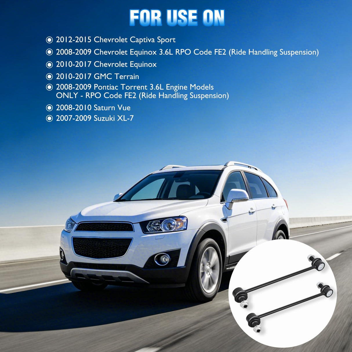 K750188 Front Sway Bar Links for Chevrolet Equinox 2008-2017 | for 2008 2009 2010 2011 2012 2013 2014 2015 2016 2017 Equinox 2010-2017 GMC Terrain Driver and Passenger Side K750189