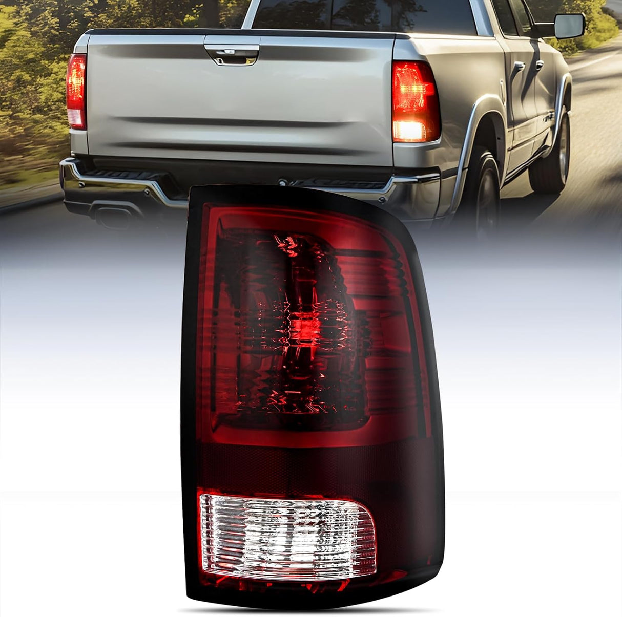Taillight Assembly Compatible with 2009 2010 2011 2012 2013 2014 2015 2016 2017 2018 Dodge Ram 1500 2500 3500 2019 2020 2021 Classic Rear Lamp OE Style Passenger Side Dark Red