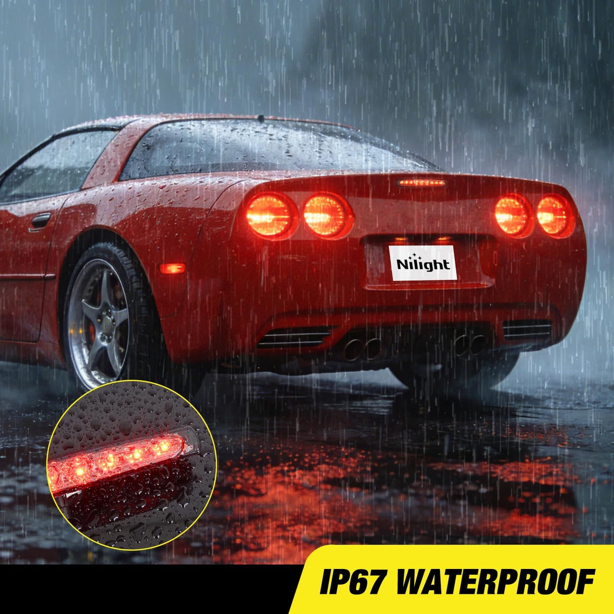 Third Brake Light Tail High Mount 3rd Stop Lights Smoked Lens Compatible with Chevy Corvette C5 1997 1998 1999 2000 2001 2002 2003 2004 Car Rear Center Cab Lamp