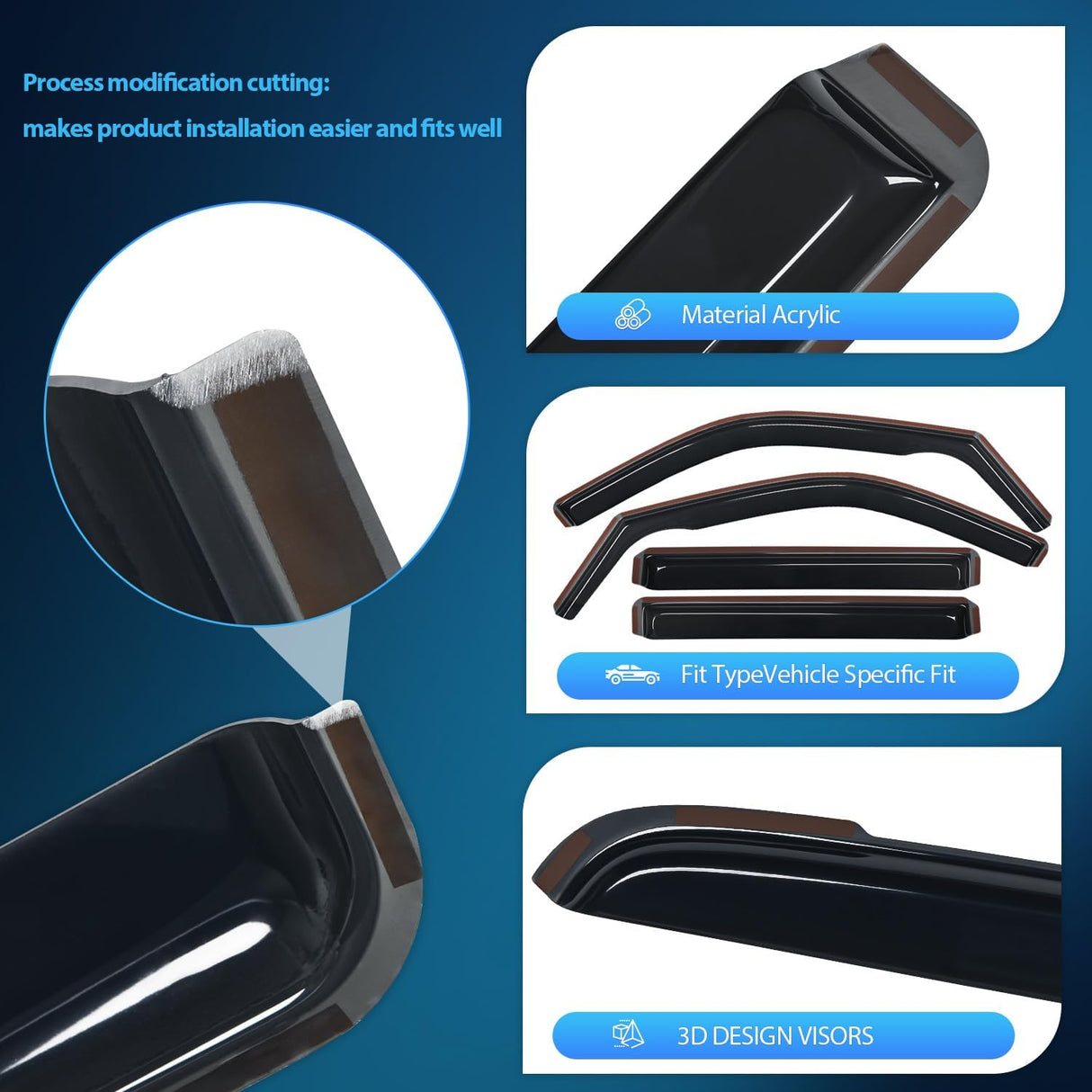 Side Window Deflectors for Toyota Tundra 2022 2023 2024 2025 2026 Double Cab Window Visors Rain Guards, Vent Shade for Fresh Air, Rain & Snow Protection, Wind Noise Reduction-4PCS