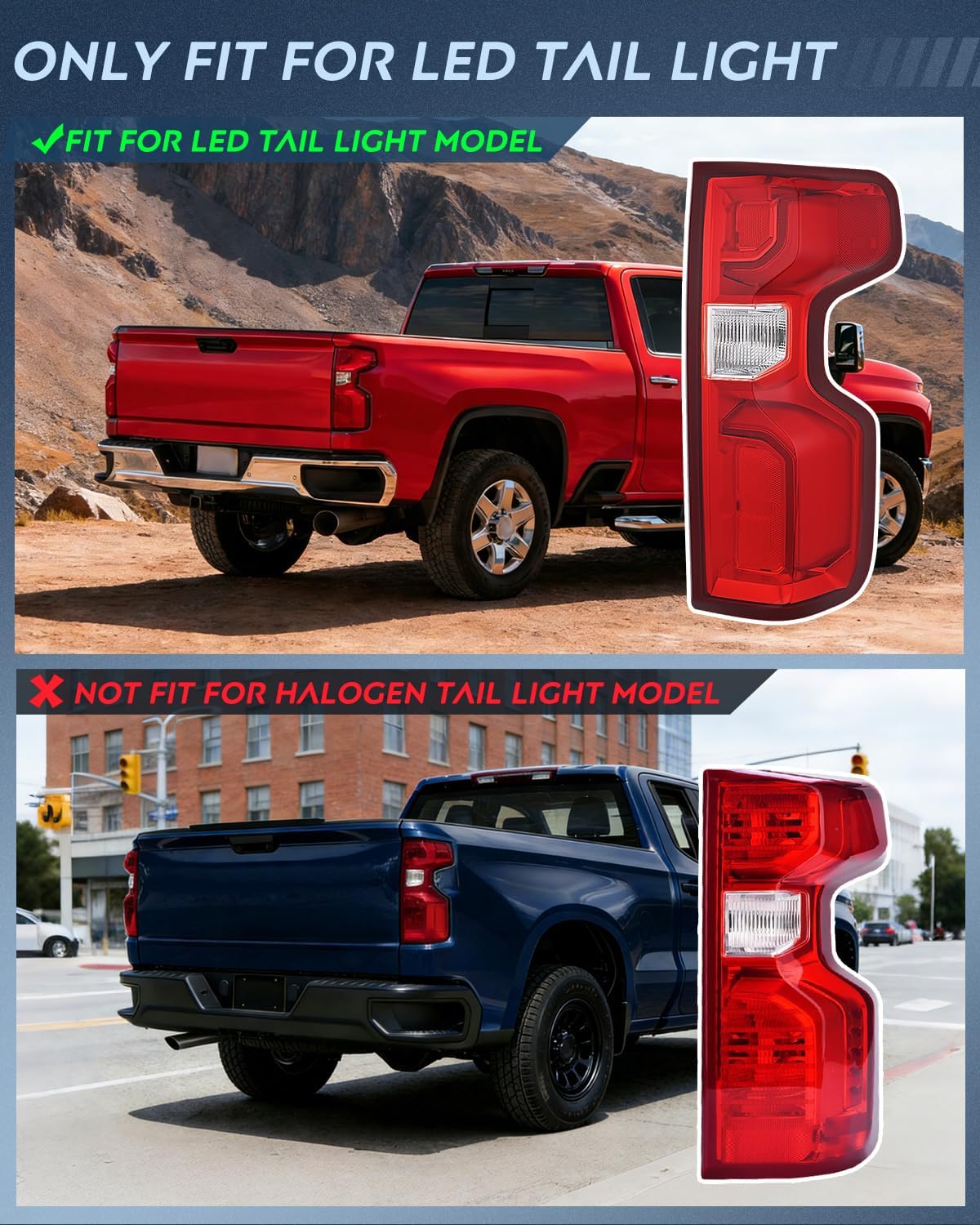 Taillight Assembly for 2019 2020 2021 2022 2023 Chevy Silverado1500 | 2020 2021 2022 2023 Silverado 2500HD 3500HD LED Tail Light Rear Lamp Replacement Passenger Side