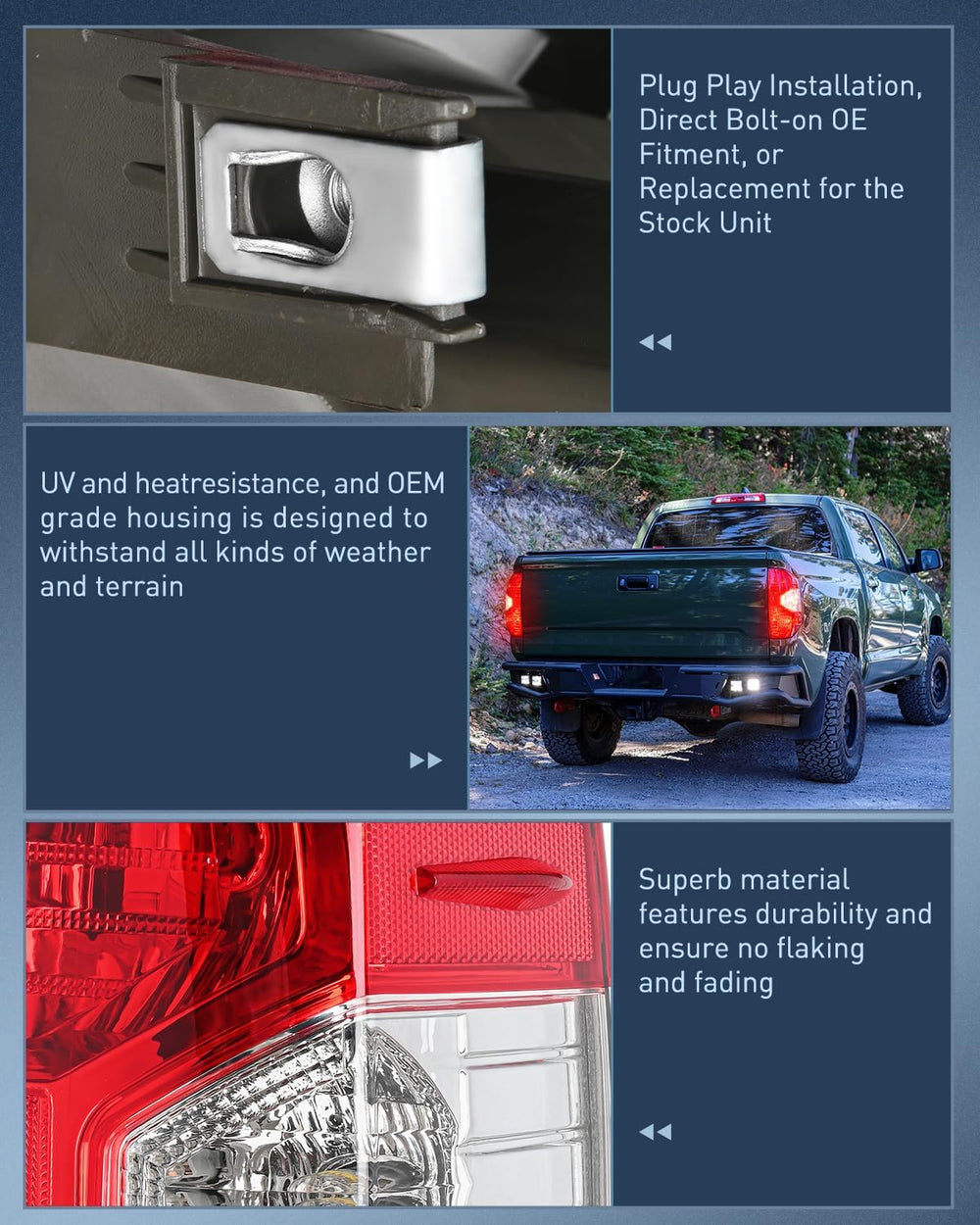 2014-2021 Toyota Tundra Taillight Assembly Rear Lamp Replacement OE Style Passenger Side Nilight