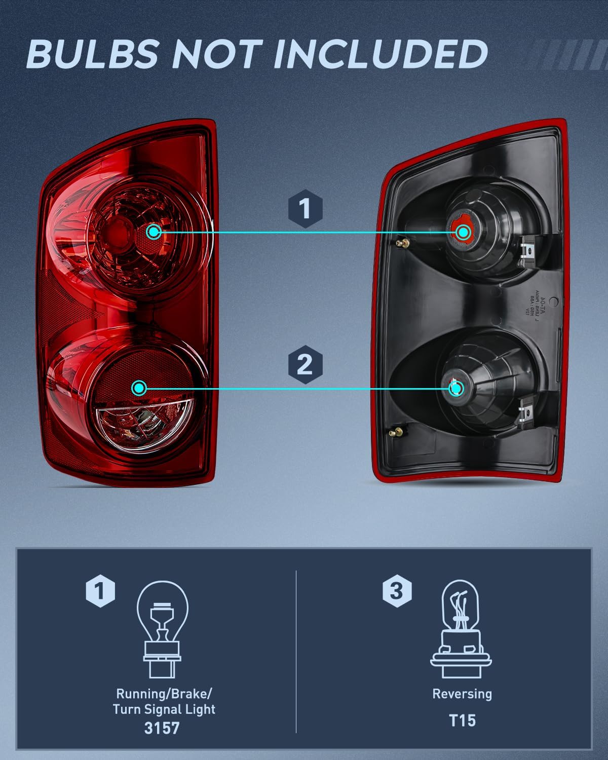 Taillight Assembly Compatible with 2007 2008 Dodge Ram 1500 2007 2008 2009 Dodge Ram 2500 3500 Rear Lamp Replacement OE Style Driver Side Dark Red Lens