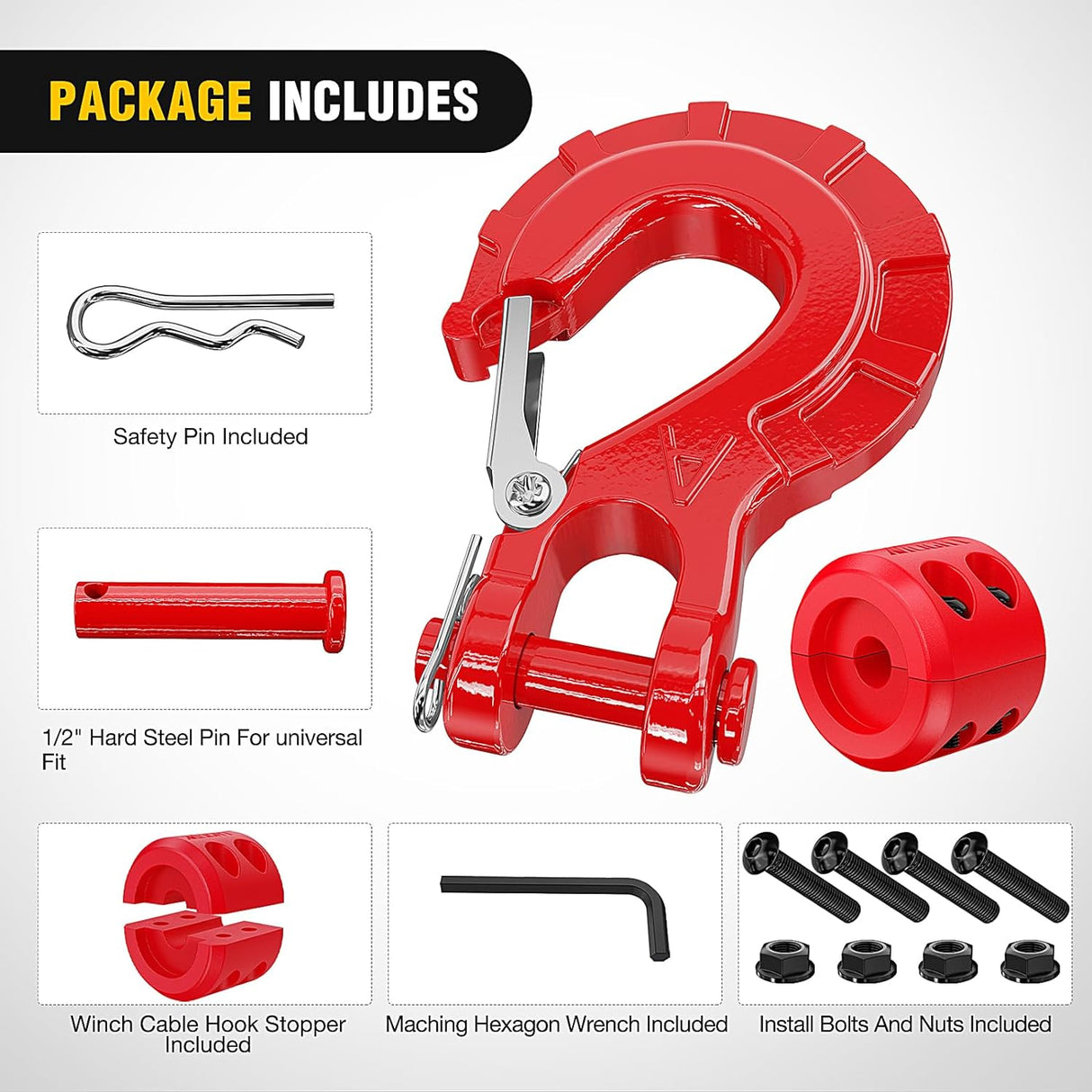 3/8 inch Grade 70 Winch Hook Red Nilight