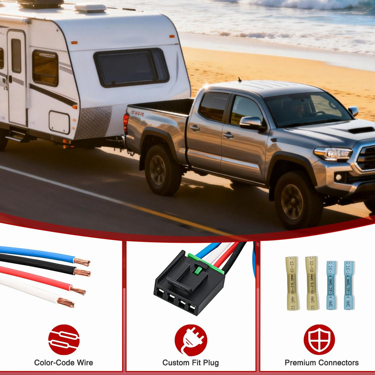 Wiring Harness Kit Brake Controller Wiring Harness Adapter for Tekonsha Reese and Draw-Tite Trailer Brake Controller Side Plug 31-Inches Towing Hitch Trailer RV