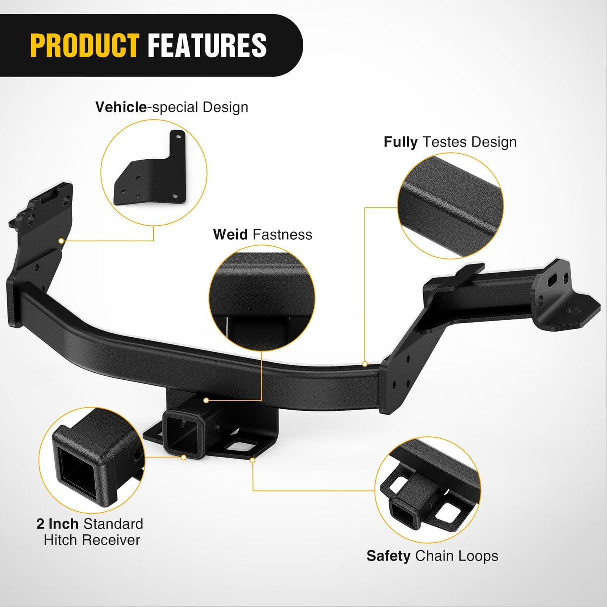 Tow Hitch for 2021-2025 Hyundai Santa Fe 2021-2025 Kia Sorento | 2 Inch Receiver Class 3 Trailer Hitch for 2021 2022 2023 2024 2025 Hyundai Santa Fe 2021-2025 Kia Sorento Black Powder Coated