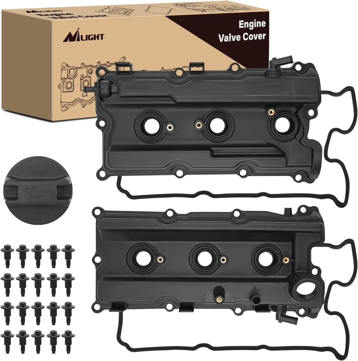 Pair Engine Valve Cover for Nissan Frontier 2005-2019, NV1500 NV2500 NV3500 2012 2013 2014 2015 2016 2017 2018 2019, Pathfinder 2005 2006 2007 2008 2009 2010 2011 2012, Xterra 2005-2015