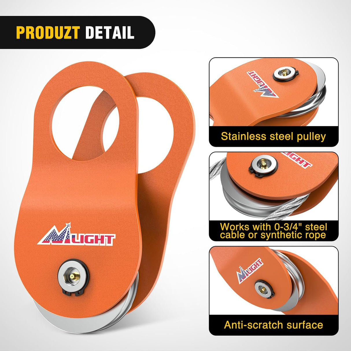 10 Ton Winch Snatch Block Towing Pulley Blocks 22,000 LBS Capacity, Winch Hook Accessories, Heavy Duty Offroad Recovery Accessory for Truck, Tractor, ATV & UTV