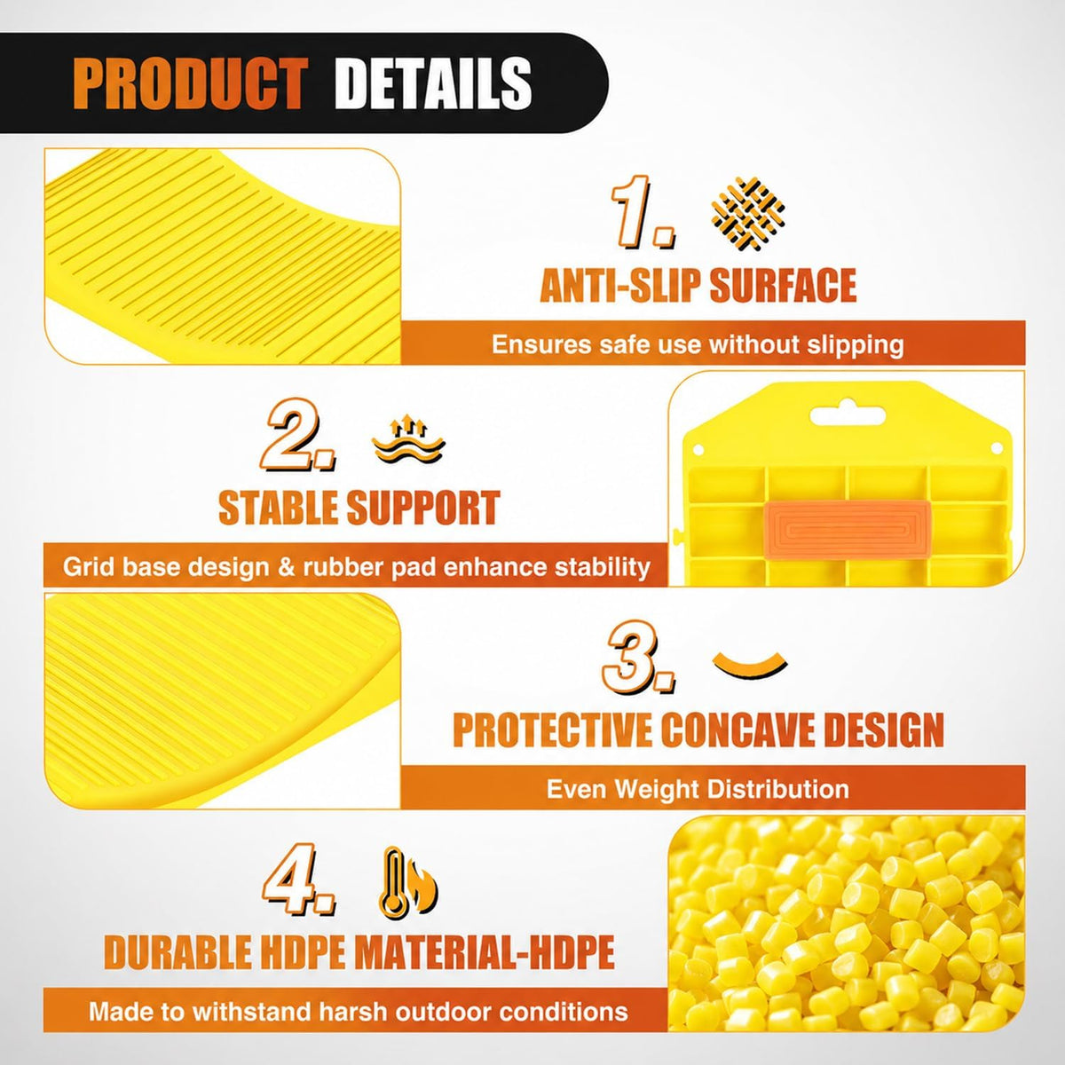 Tire Saver Ramps, 19.7 Inch RV Car Flat Spot Prevention Storage Pads, 4-Pack