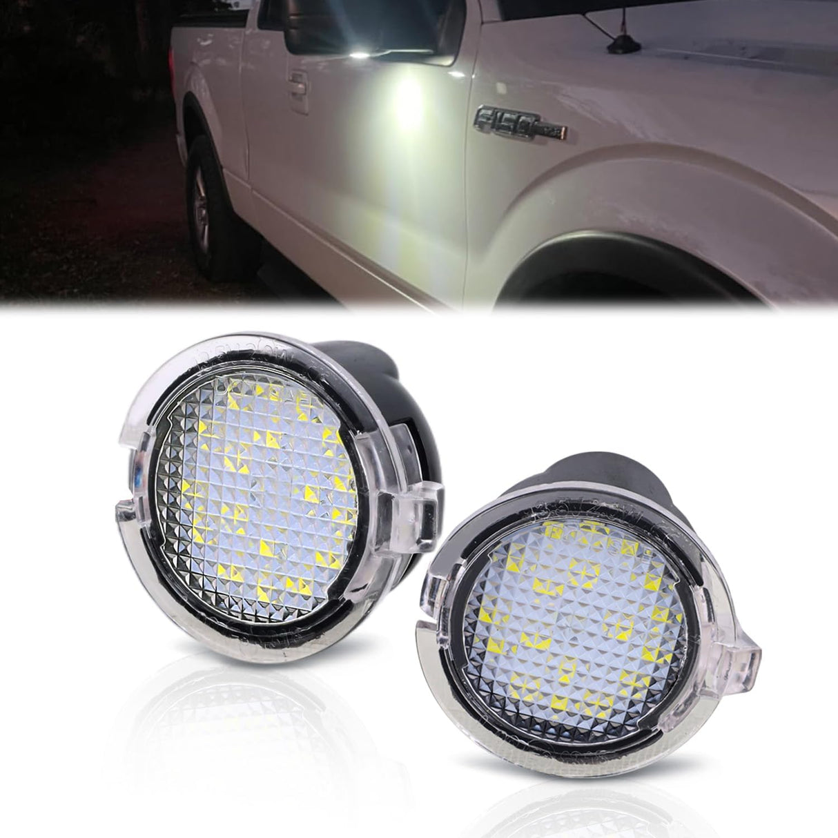 2PCS LED Side Mirror Puddle Lights Compatible with Ford F-150 Explorer Edge Fusion Expedition Taurus X Ranger Flex Mustang Lincoln Navigator MKX Mercury Sable (2003-2024),6000K White