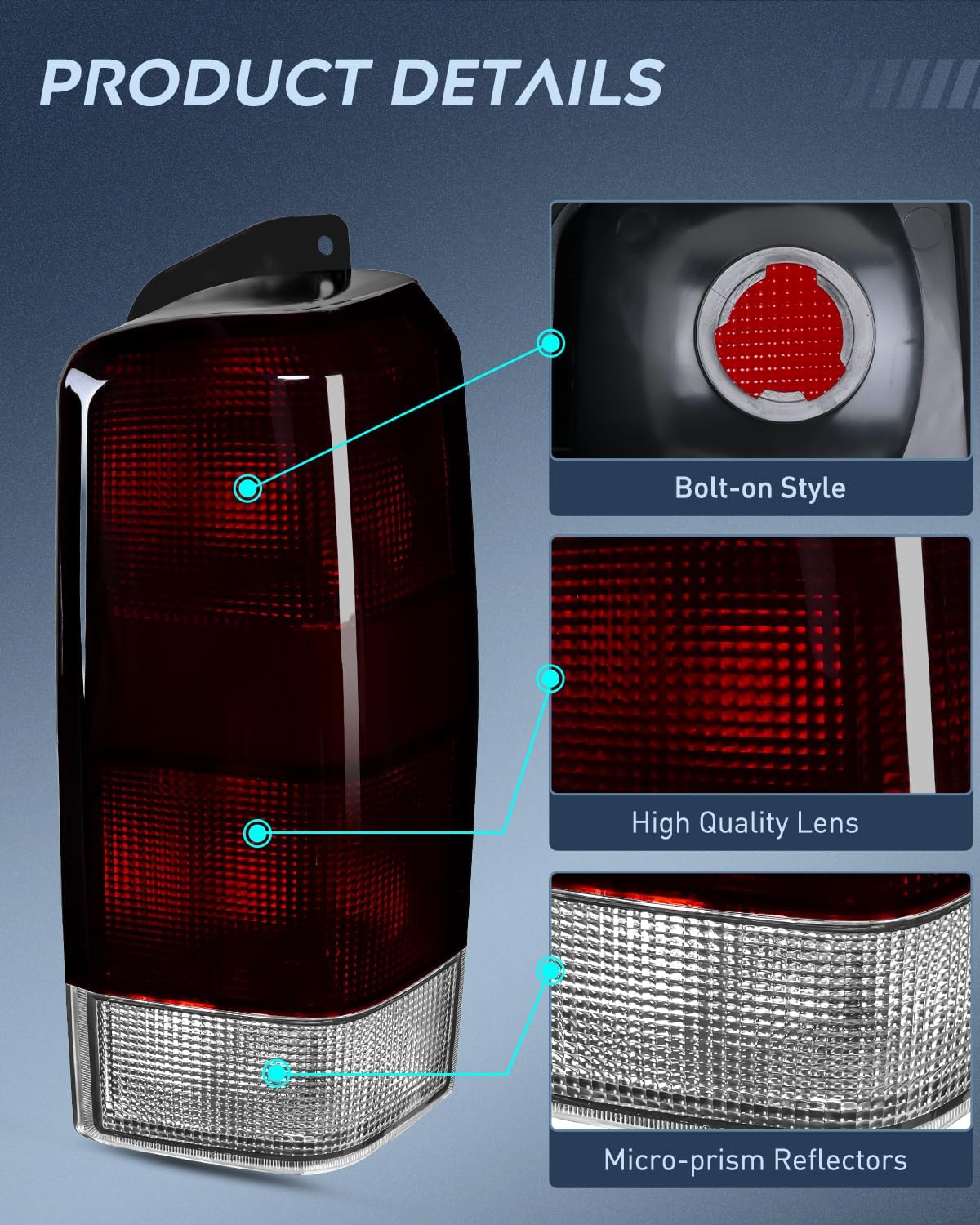 Taillight Assembly Compatible with 1997 1998 1999 2000 2001 Jeep Cherokee Limited SE Sport XJ XJ Chassis Rear Tail Light Lamp Replacement OE Style Smoked Black Drive and Passenger Side