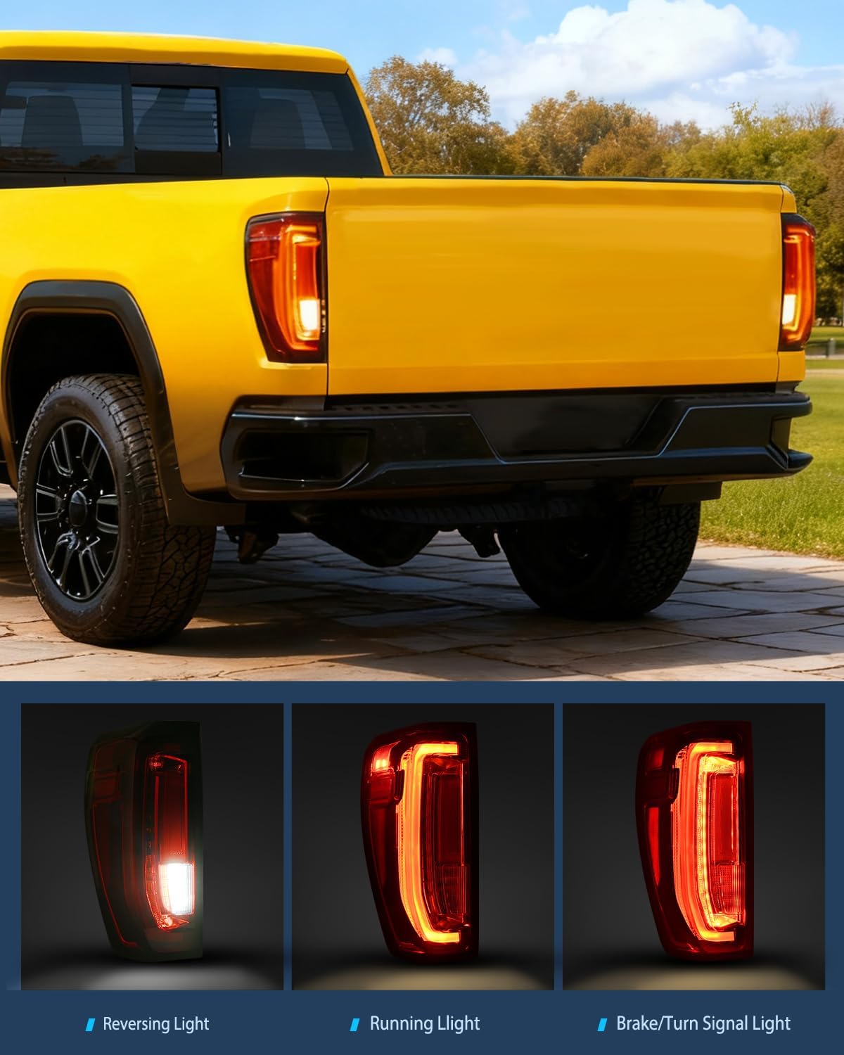 Taillight Assembly Compatible with GMC 2019 2020 2021 2022 2023 2024 Sierra 1500 LED Type Tail Lights 2020-2024 Sierra 2500HD 3500HD Rear Lamp Replacement Driver Side